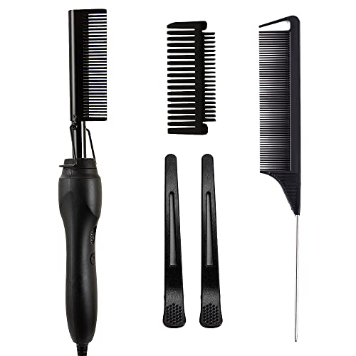 Electric Hot Comb for Black Hair - Ceramic Heated Straightening & Curling Comb with High Temperature - Perfect for Salon Styling, Home Use & Professional Hair Care