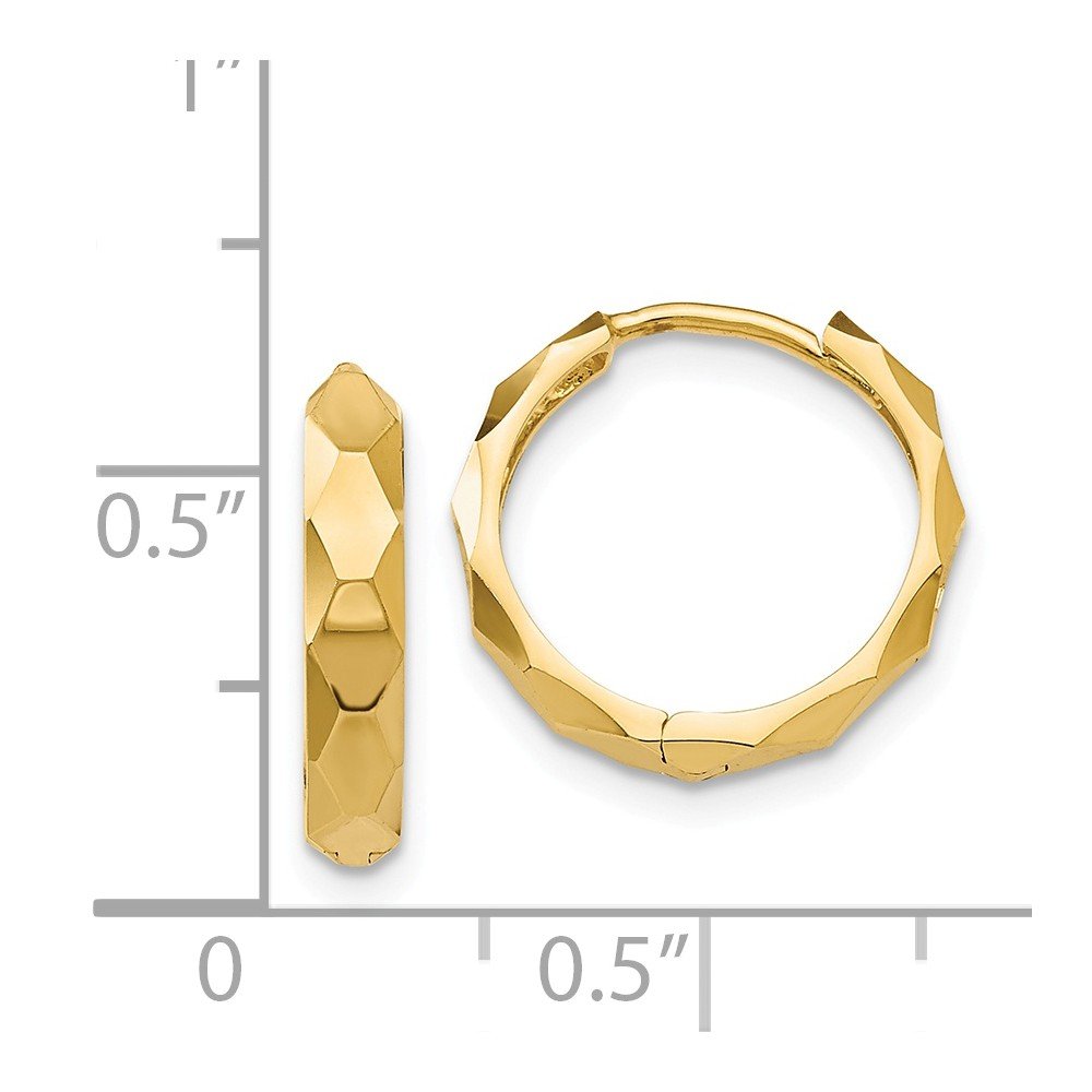 14K Yellow Gold Shiny-Cut Hoop Earrings TL568 - Elegant Everyday Jewelry for Women, Perfect for Parties, Weddings & Gifts