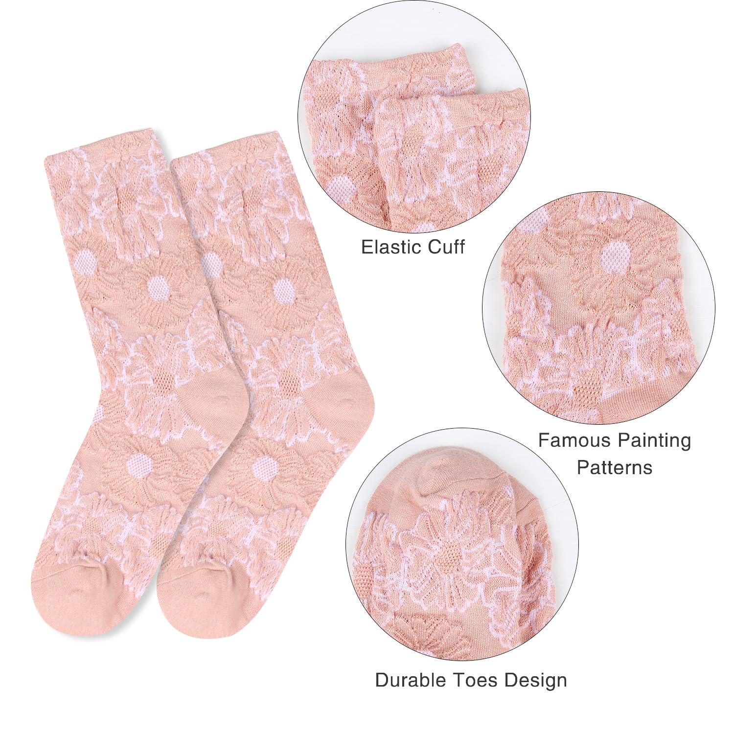 Benefeet Women's Funny Animal Crew Socks - Cute Floral Cotton Socks for Casual Wear