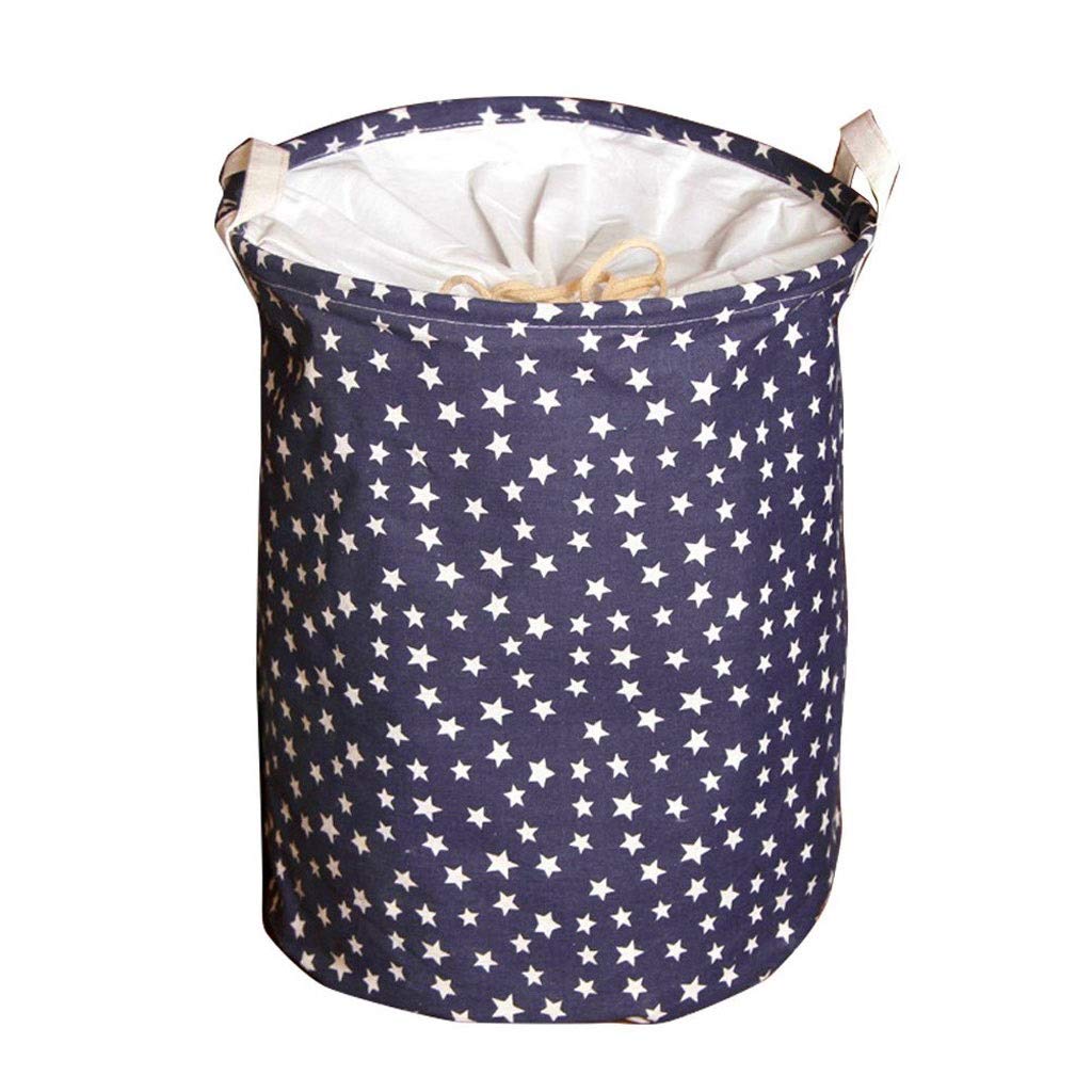 SFYSP Large Foldable Laundry Basket - Collapsible Clothes Hamper with Drawstring, Waterproof Round Cotton Linen Storage Organizer for Home & Travel (Color: B) - Perfect for Dorm, Bedroom, Bathroom & Laundry Room Organization