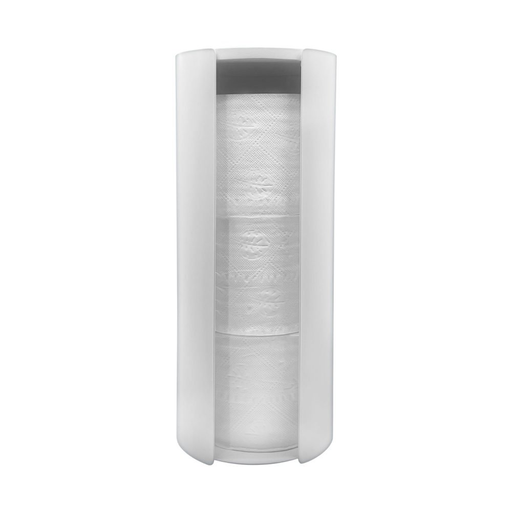 Wall Mounted Toilet Paper Holder - White Bathroom Tissue Roll Storage Organizer for Modern Homes, Perfect for Small Spaces & Powder Rooms