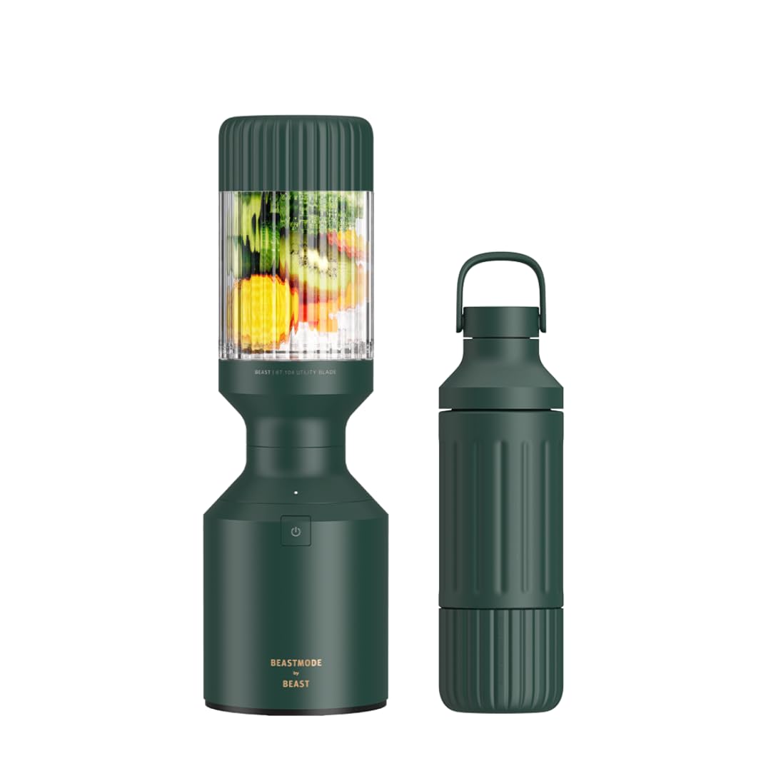 Beastmode by Beast Health Blender - 1200W High-Power Smoothie & Protein Shake Maker with Stainless Steel Bottle (Forest Green) - Perfect for Gym, Home & Healthy Lifestyle - Beast Health x Marshawn Lynch Collaboration