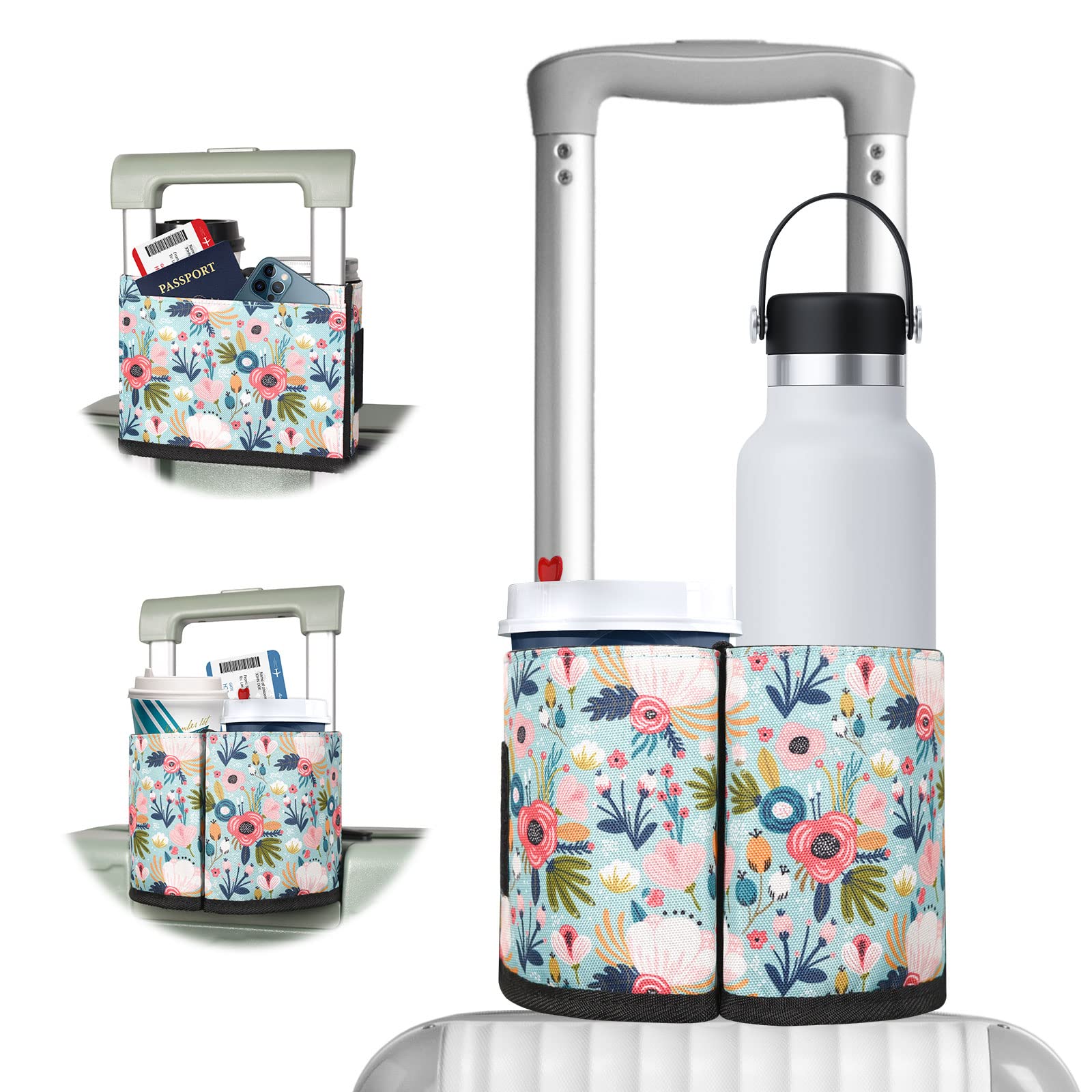 ACdream Luggage Cup Holder - Portable Suitcase Drink Carrier for Travel | Hands-Free Water & Coffee Caddy Attachment | Perfect Flight Attendant Gift & Airplane Travel Accessory | Ideal for Airport, Commuting & Daily Use
