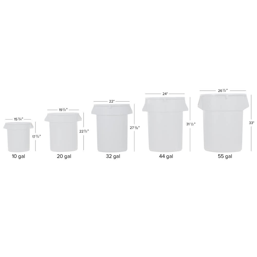 TableTop King 44 Gallon Yellow Trash Can with Lid & Dolly Kit - Heavy Duty Commercial Waste Bin for Office, Restaurant, and Outdoor Use