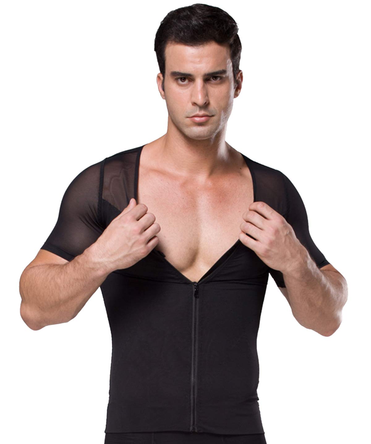 FEOYA Men's Slimming Body Shaper Tank Top with Zipper - Tummy Control Compression Undershirt for Workout & Everyday Wear