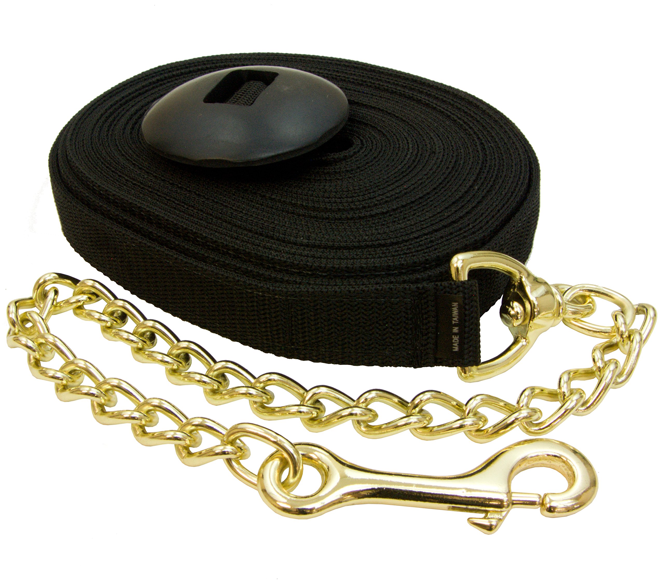 Intrepid International Poly Lunge Line with Chain & Rubber Stopper - Durable Horse Training Lead Rope for Equestrian, Dressage, and Groundwork