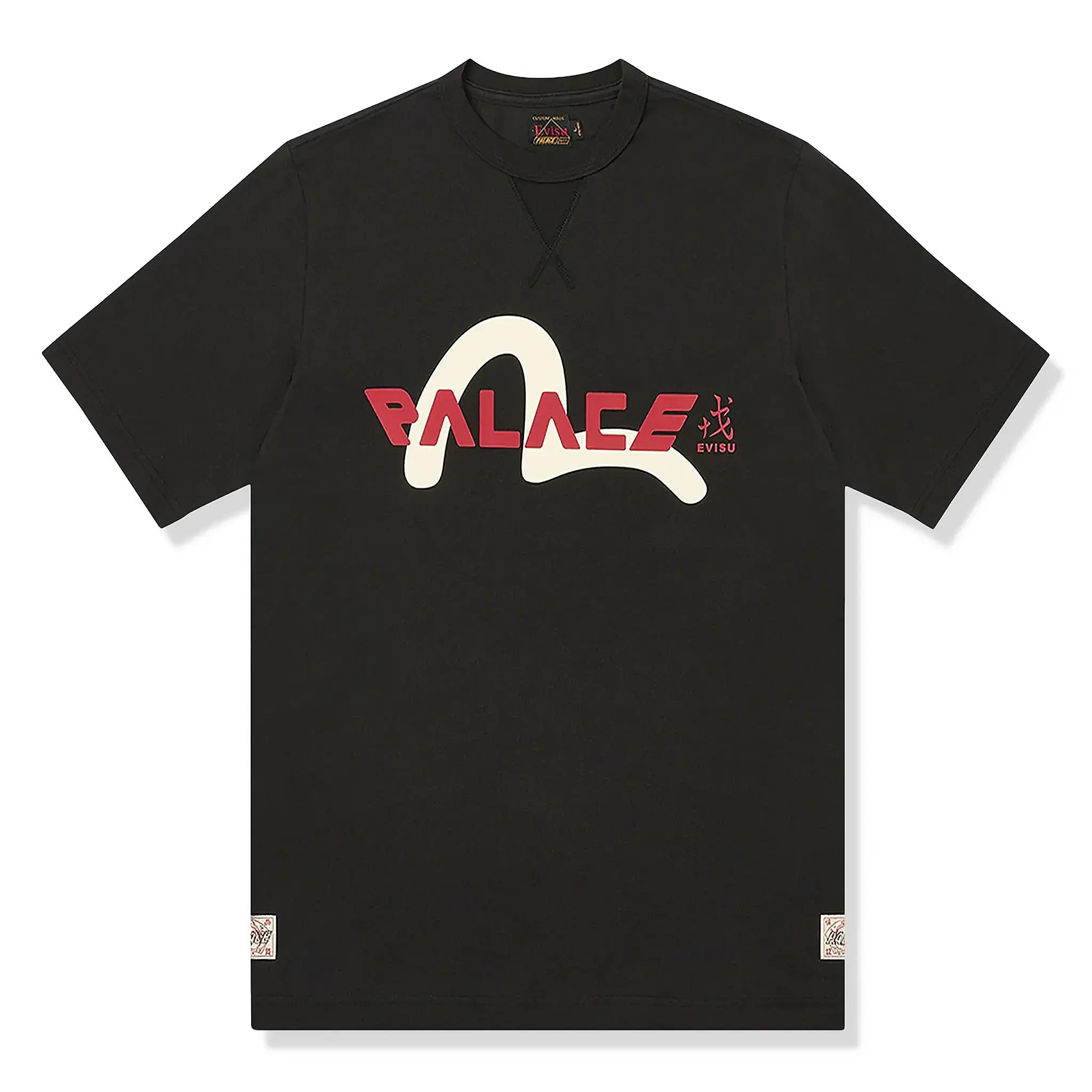 Palace x Evisu Black Graphic T-Shirt for Men - Streetwear Fashion Tee for Casual Wear & Urban Style