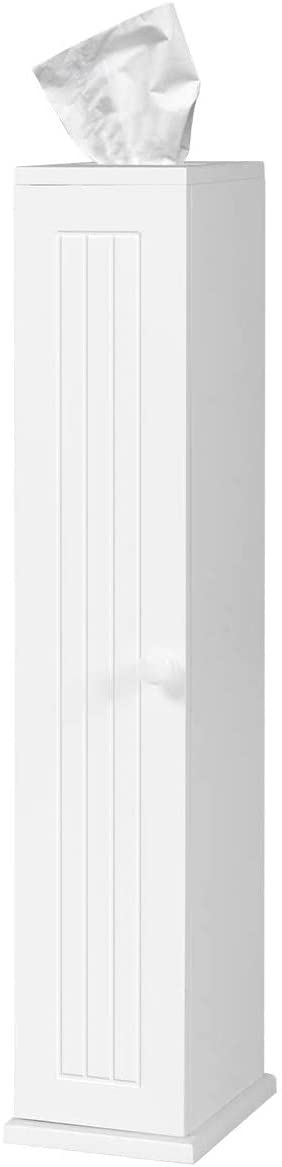 LUARANE Toilet Paper Storage Tower - Free Standing 4-Tier Bathroom Organizer with Detachable Shelves & Door - White Floor Cabinet for Toilet Paper, Towels & Bath Essentials - Perfect for Small Bathrooms, Apartments & Kitchen Storage