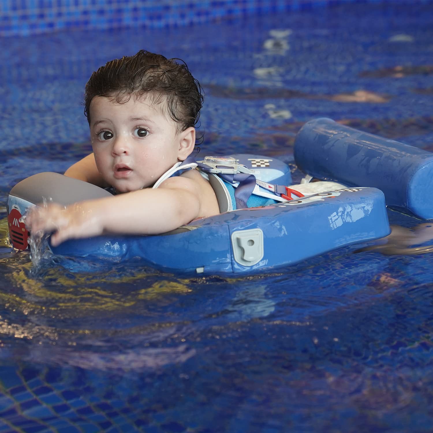 **Mambobaby Non-Inflatable Baby Pool Float with UPF 50+ Canopy – Safe Infant Swimming Training Float, Anti-Flip Design for Toddlers – Perfect for Backyard Pools, Beach Trips & Swim Lessons**