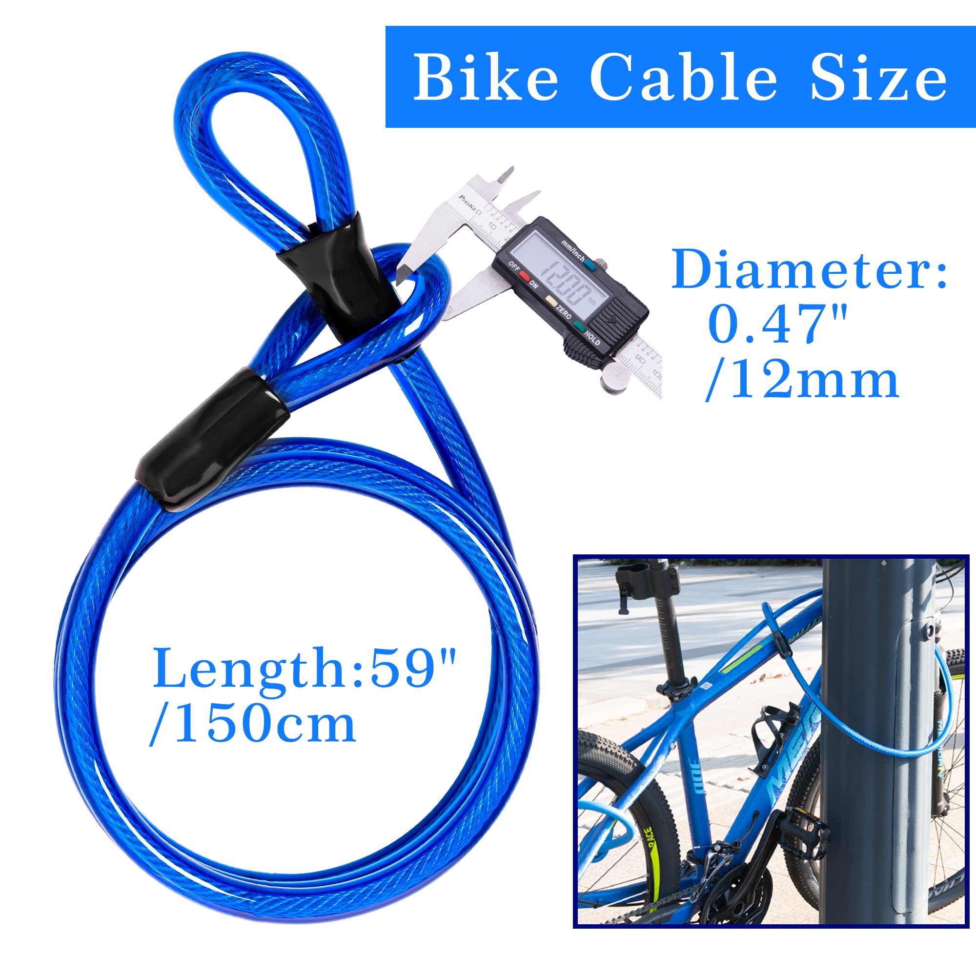 Heavy Duty 14mm Bike U Lock with 12mm x1.5m Anti-Theft Cable & Mounting Bracket - Secure Bicycle Lock for Mountain, Road & Folding Bikes (Navy Blue) - Perfect for Urban Commuting, Campus Safety & Outdoor Cycling