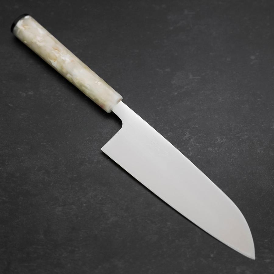 Premium Santoku Knife 165mm - AUS 8 Stainless Steel Blade with Polished Ocean White Handle - Perfect for Sushi, Vegetables & Meat Cutting - Japanese Kitchen Knife for Home Chefs & Professionals