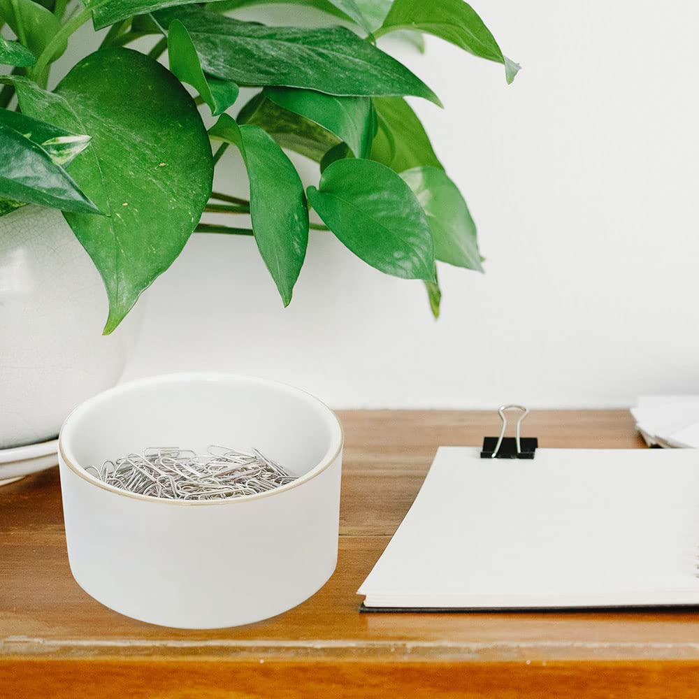 Ceramic Paper Clip Holder - Stylish White Desk Organizer for Office, Home & School Supplies | Perfect for Paperclips, Notes & Small Stationery Items