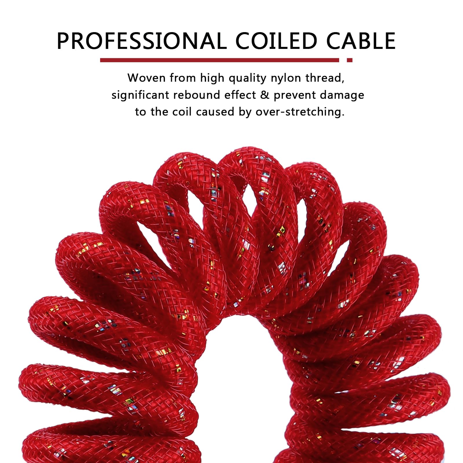 MAMBASNAKE C03 USB-C Gaming Keyboard Cable - Nylon Braided, Detachable Aviator, 8KHz for Pro Gamers - Red
