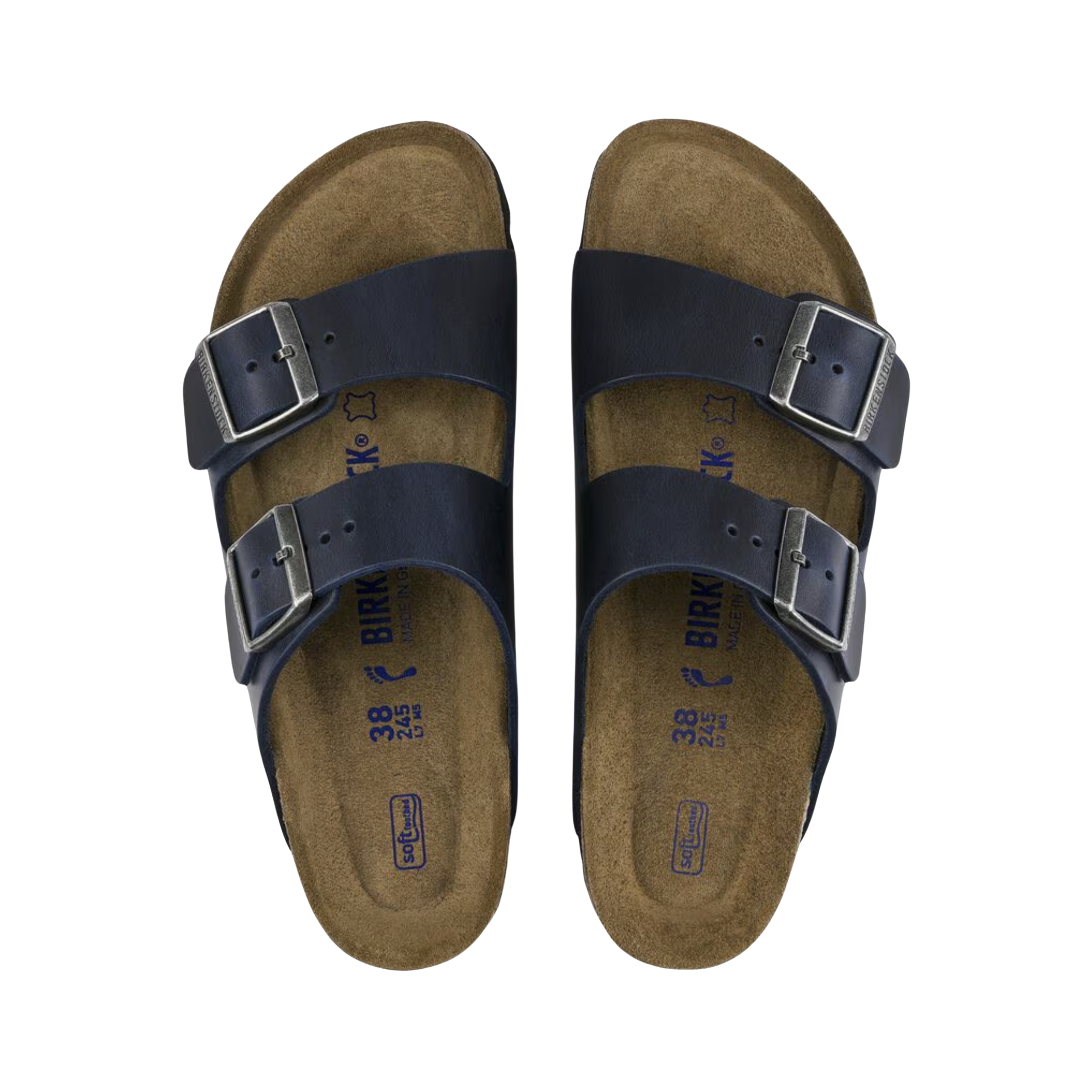 Arizona Soft Footbed Sandals for Women - Comfortable Oiled Leather Blue Slides | Perfect for Beach, Pool, and Summer Casual Wear