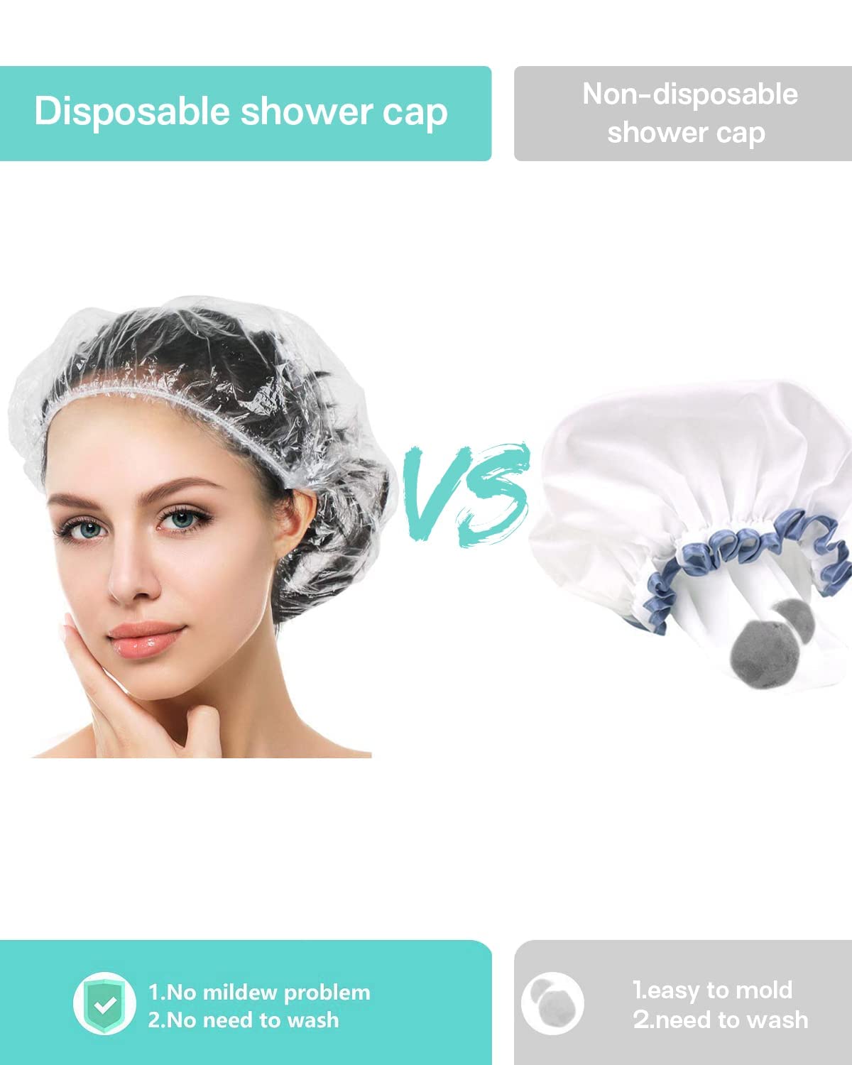 50PCS Disposable Shower Caps for Travel & Spa | One Size Fits All | Hotel & Home Hair Care Essentials | Deep Conditioning & Cleaning Supplies | Perfect for Hotels, Gyms, Salons & Home Use