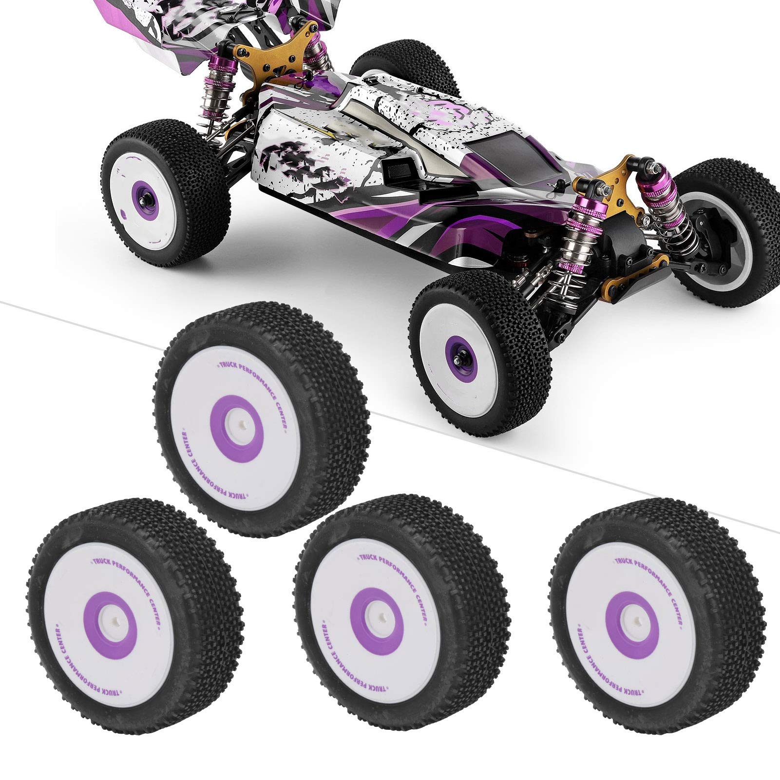 VGEBY 4Pcs Rubber RC Tires - 1/12 Scale Front & Rear Wheels Set for WLtoys 124019 RC Cars | Durable Off-Road Tires for Racing, Crawling & Outdoor Adventures