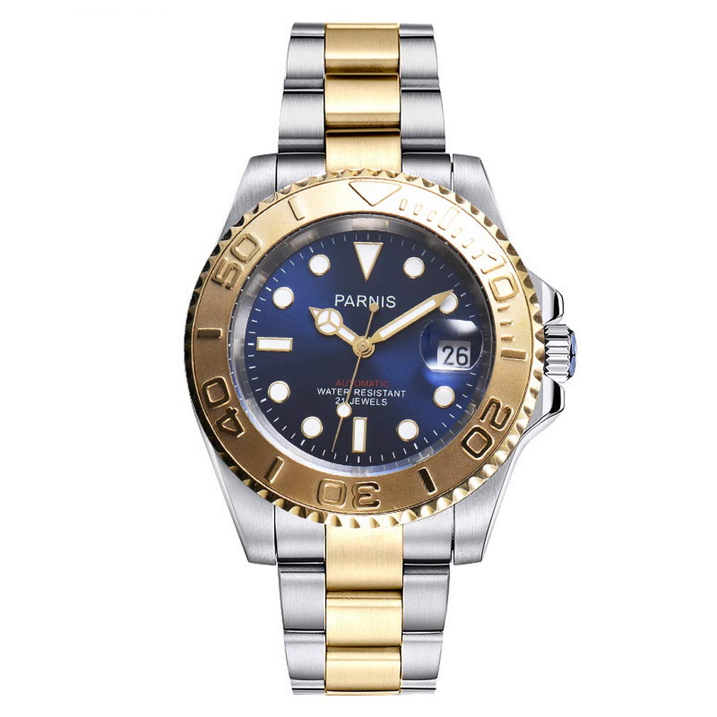 Parnis Business Series Luminous Men's Watch - Sapphire Crystal, Stainless Steel Band, Classic Retro Automatic Self-Winding Mechanical Watch for Business & Casual Wear (P5)