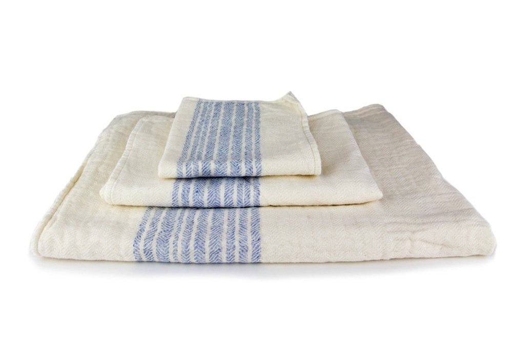 Premium Kontex Organic Cotton Towels from Imabari Japan - Ultra Soft & Absorbent Bath Towel Set (3-Piece, Blue) - Perfect for Spa, Gym & Luxury Bathrooms