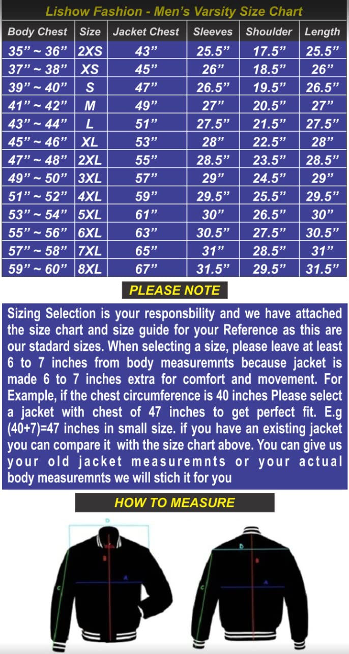 Varsity Baseball Letterman Jacket - Black Wool Body with Genuine Leather Sleeves - High School & College Letterman Bomber Jacket for Sports Teams, Graduation & Casual Wear