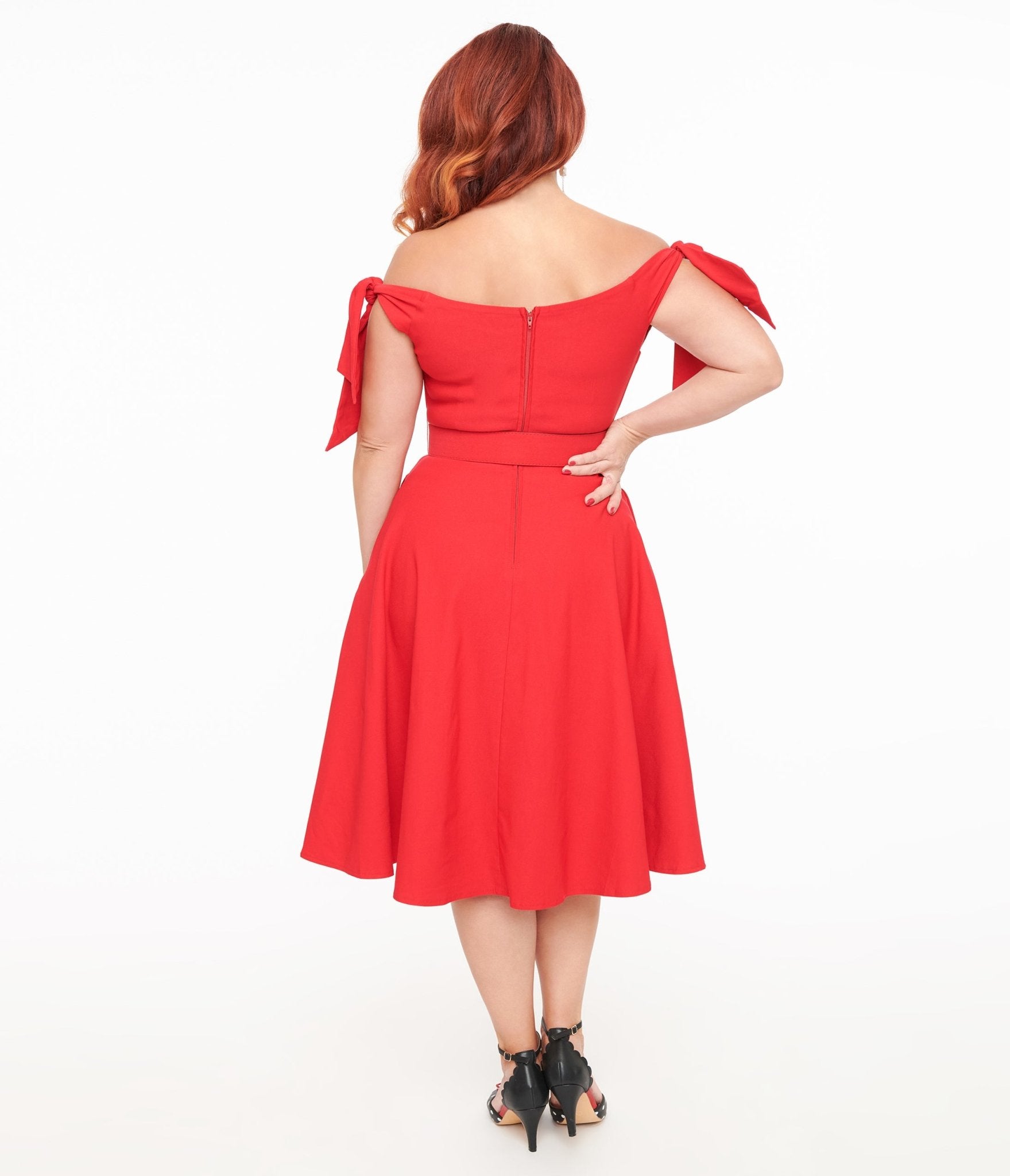Vintage 1960s Red Off-The-Shoulder Swing Dress - Retro Cocktail Party & Wedding Guest Dress for Women