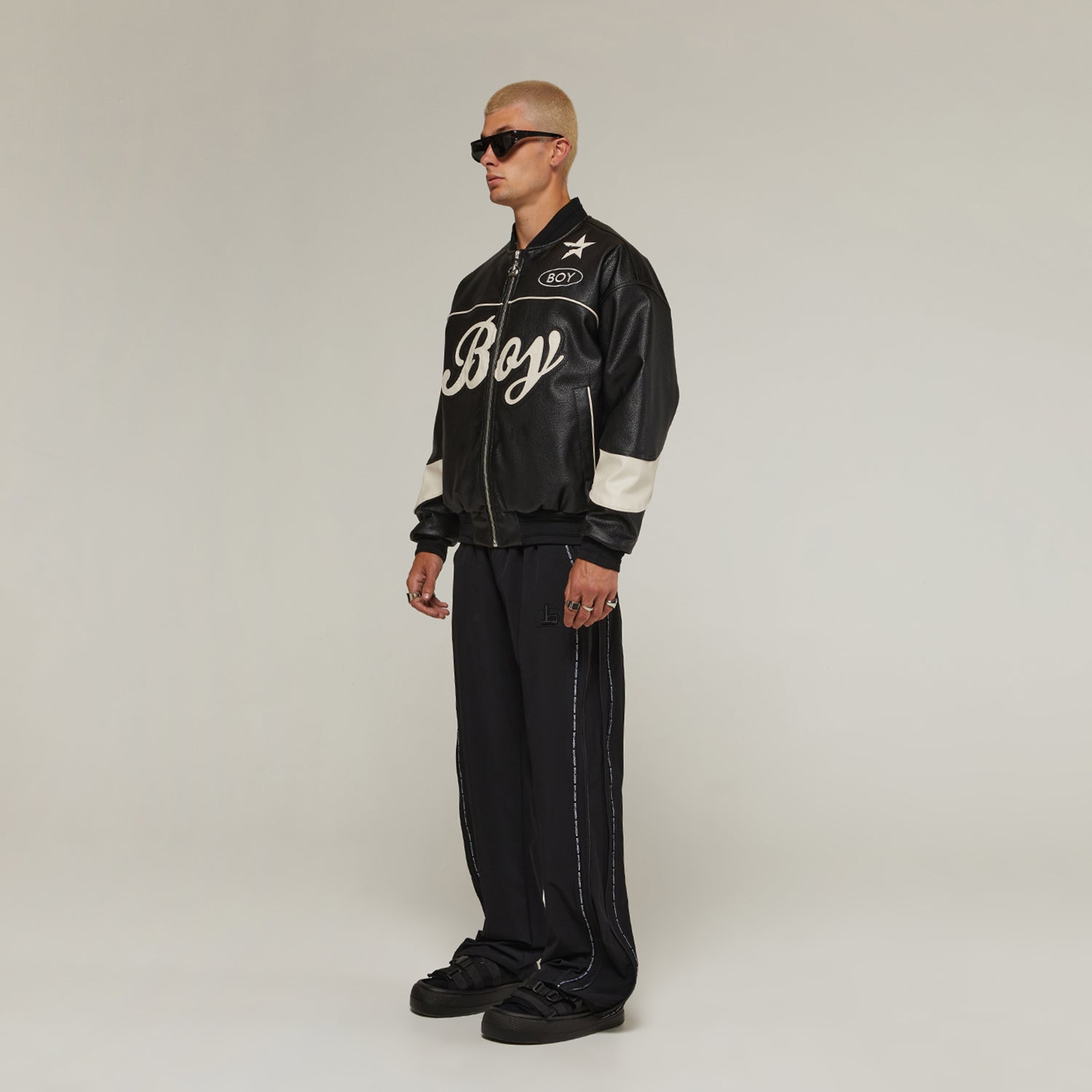 STAR BOY Varsity Jacket for Men - Retro Baseball Letterman Jacket with Embroidered Patches - Perfect for School, Sports & Casual Outfits