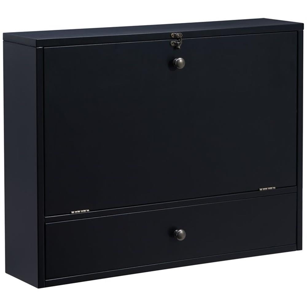 Wall Mounted Laptop Desk - Adjustable Floating Shelf for Home Office, Kitchen & Small Spaces - Universal Fit for All Laptops - Black (SEI Furniture) - Perfect for Remote Work, Studying & Space Saving Solutions