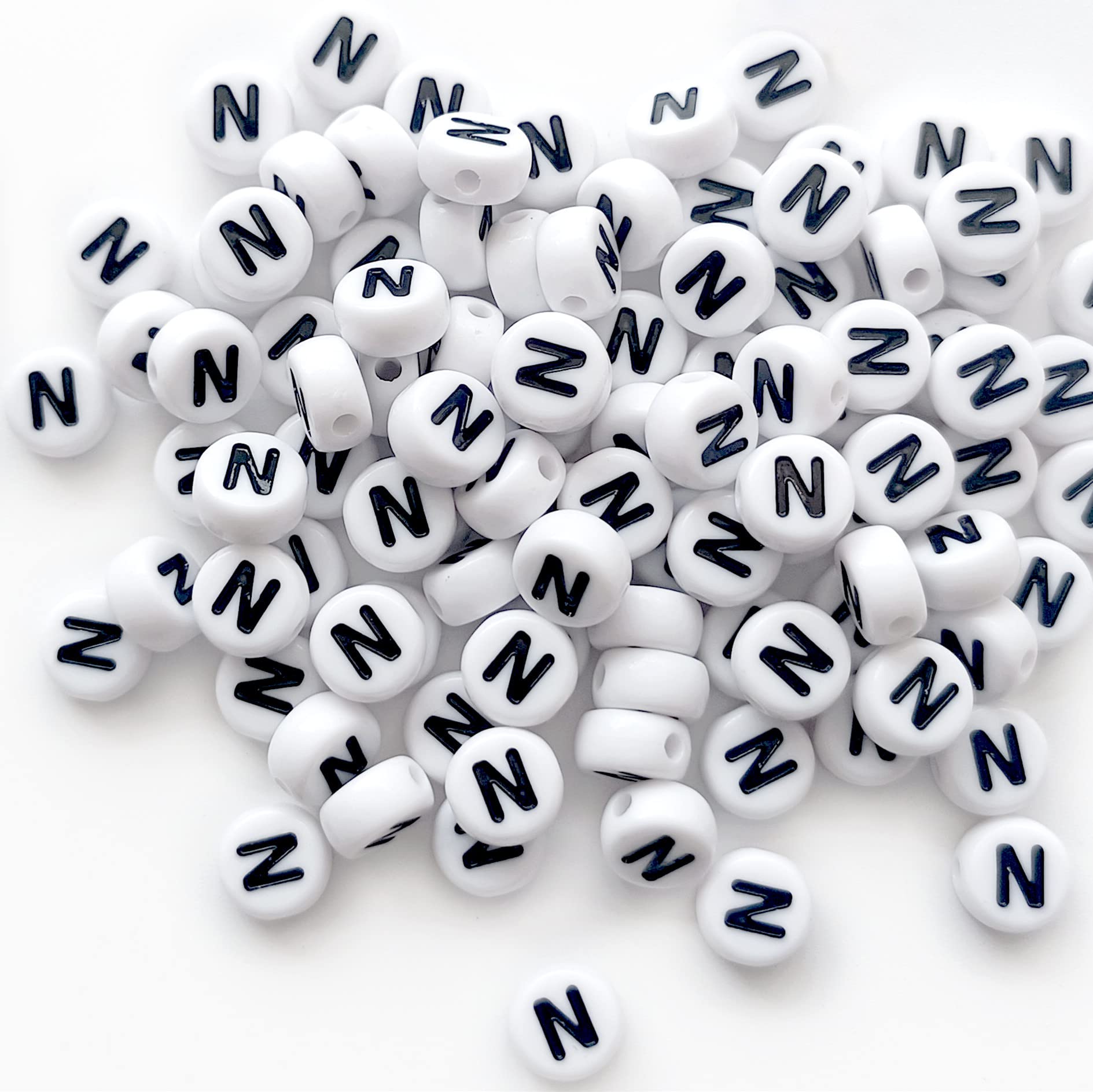 100PCS White Round Acrylic Alphabet Letter Beads (4x7mm) - DIY Jewelry Making Supplies for Bracelets, Necklaces, Keychains - Perfect for Personalized Gifts, Party Favors & Craft Projects