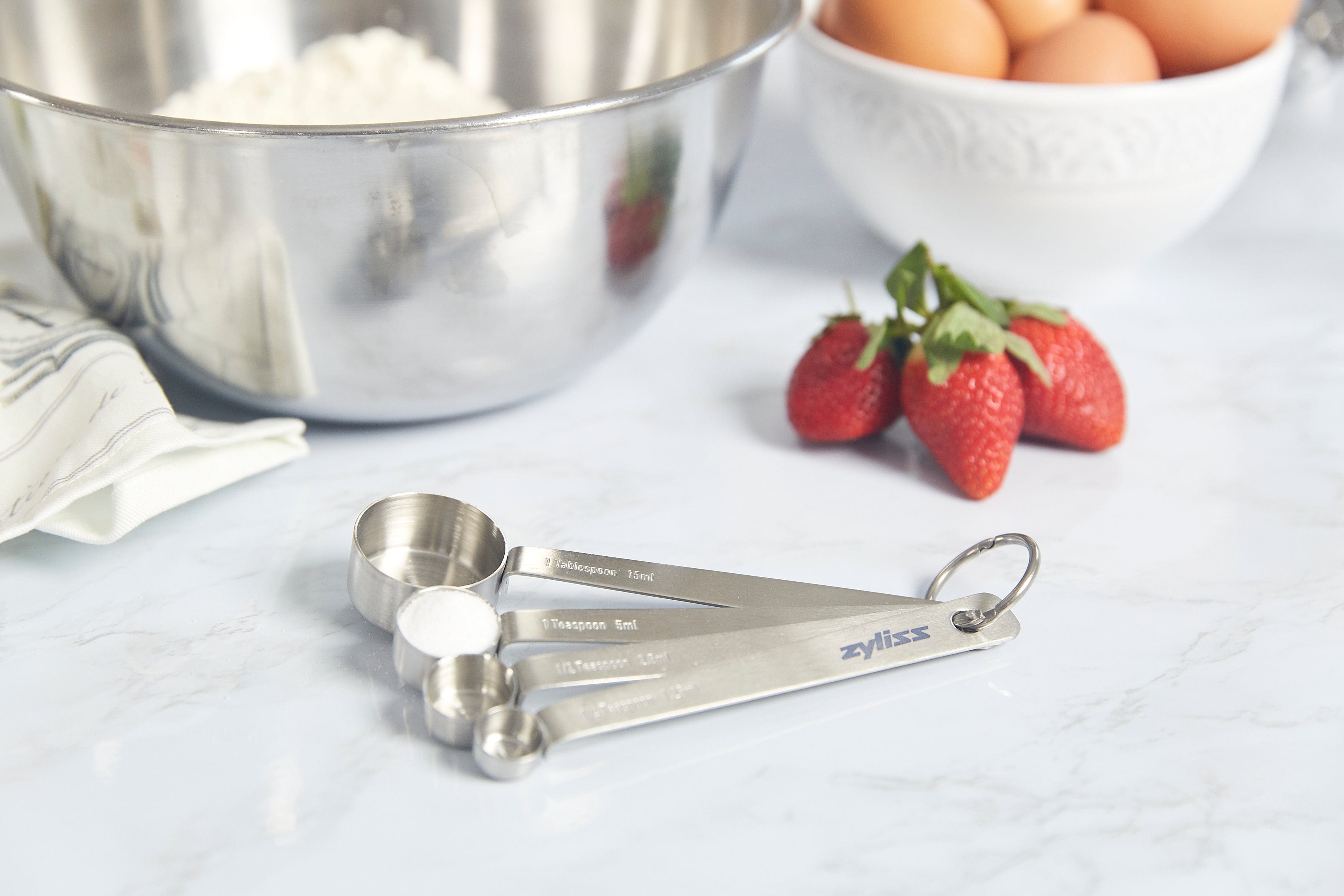 Zyliss Premium Stainless Steel Measuring Spoons Set - 4-Piece Kitchen Essentials for Baking & Cooking | Accurate Measuring Tools for Dry & Liquid Ingredients