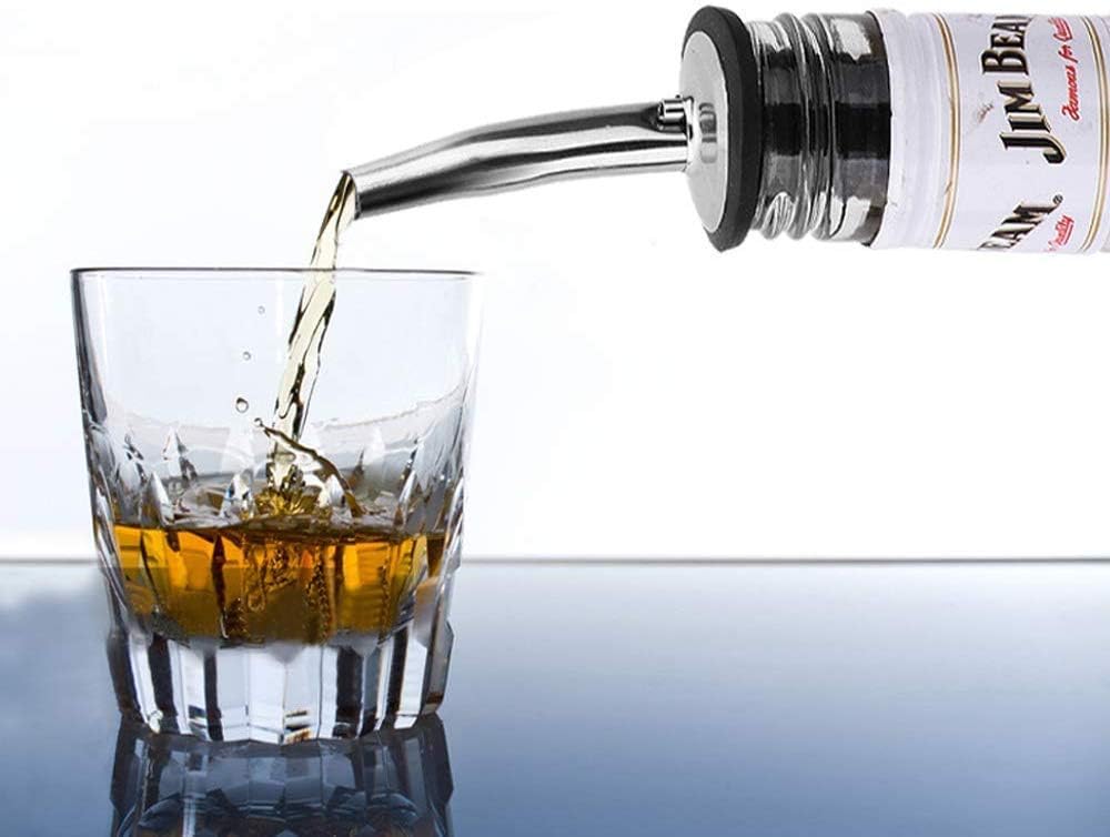 Stainless Steel Oil Dispenser Lid for Glass Bottles - Wine & Olive Oil Pourer Spout (Set of 2) | Perfect for Kitchen, Bar & Restaurant Use