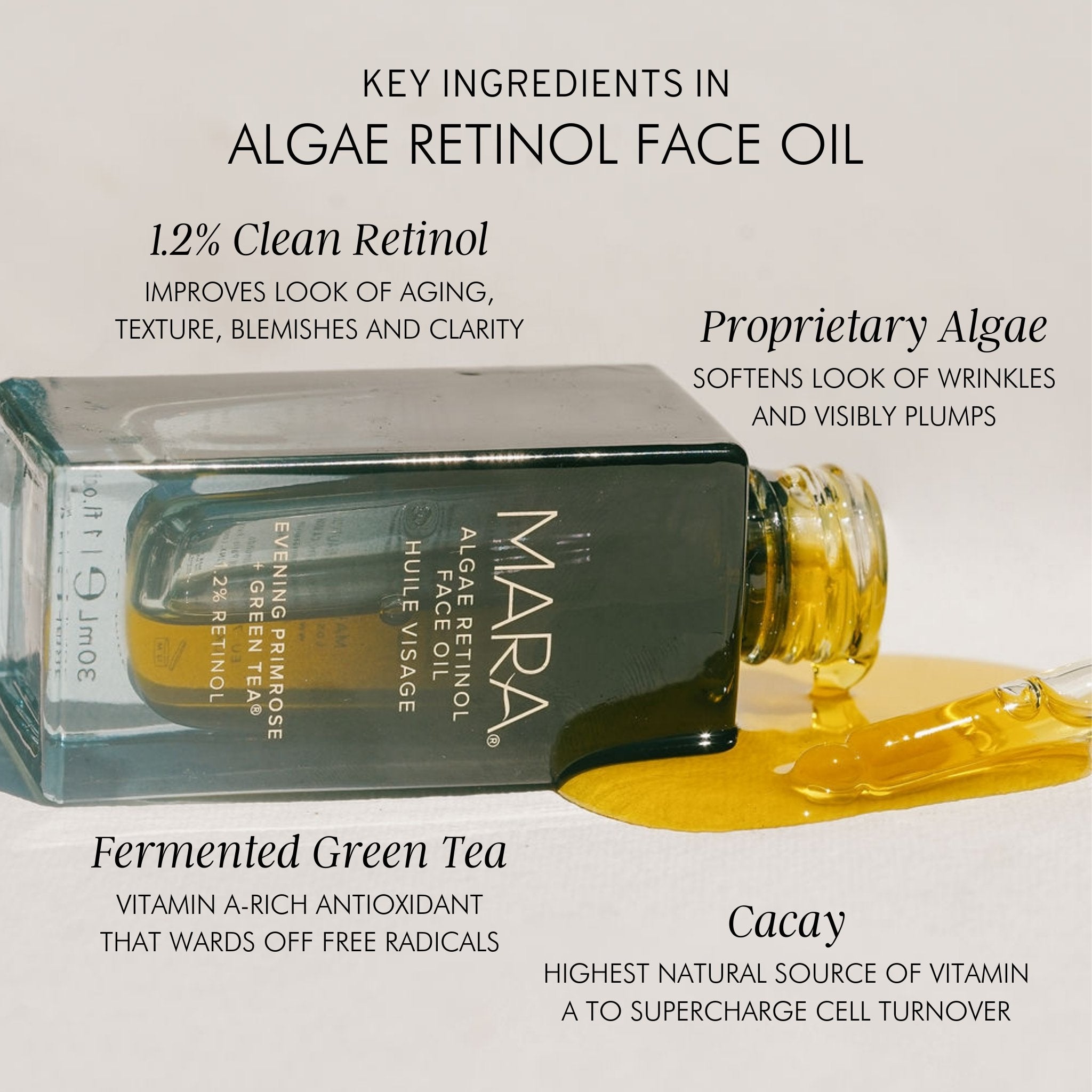 Evening Primrose & Green Tea Algae Retinol Face Oil for Anti-Aging, Hydration & Glowing Skin | Night Repair Treatment for Dry, Sensitive & Mature Skin