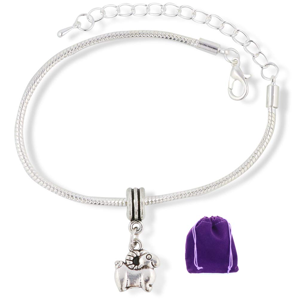 Dave The Bunny Goat Charm Bracelet | Cartoonish Ram Mountain Goat Snake Chain Jewelry for Women & Men - Perfect for Casual Wear, Gifts & Boho Fashion Accessories