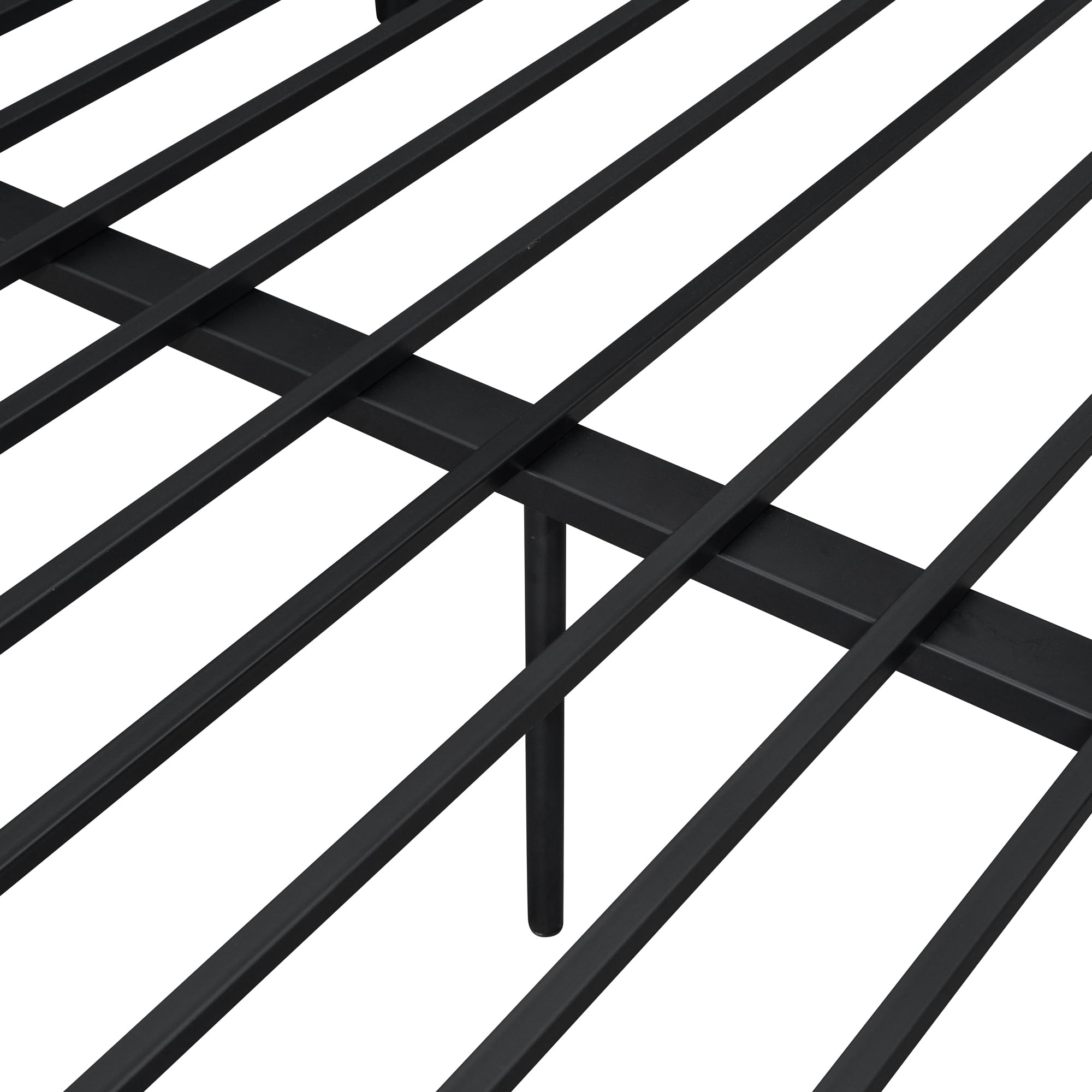 Full XL Over Queen Bunk Bed with Built-in Ladder & Guardrail - Heavy Duty Metal Convertible Bunk Bed for Kids, Teens & Adults - Space Saving Black Bunk Bed for Small Rooms, Dorms, Guest Rooms & Vacation Homes