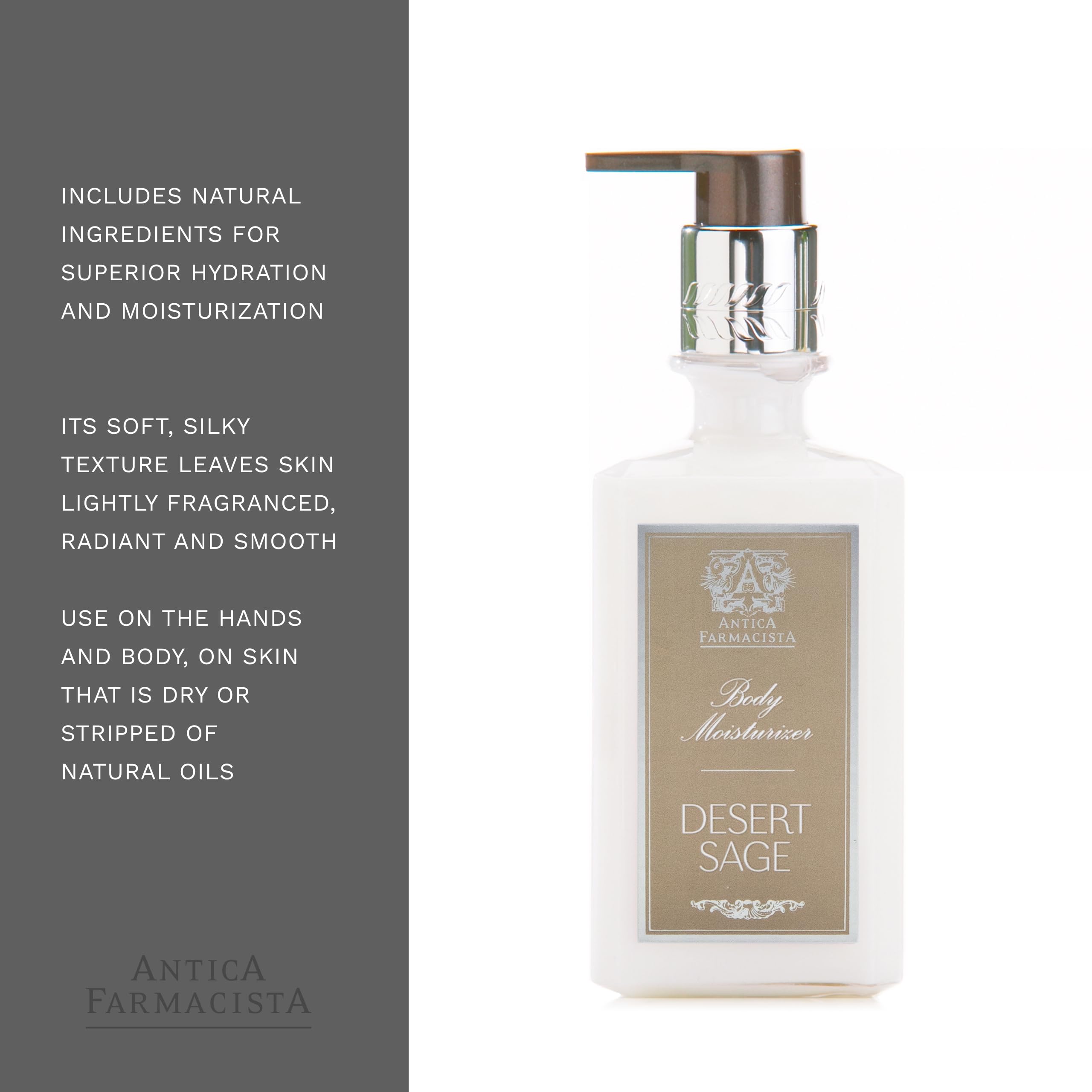Antica Farmacista Desert Sage Body Moisturizer - 10 Fl Oz Premium Scented Lotion for Dry Skin | Hydrating Hand & Body Cream for Women & Men | Luxury Skincare Gift for Holidays, Birthdays & Self-Care