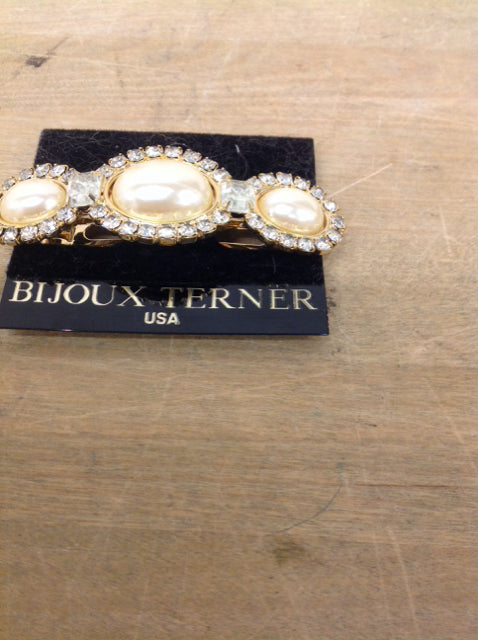 Elegant Gold Pearl Hair Clip for Women - Vintage Crystal Hair Accessories for Bridal, Party & Everyday Wear