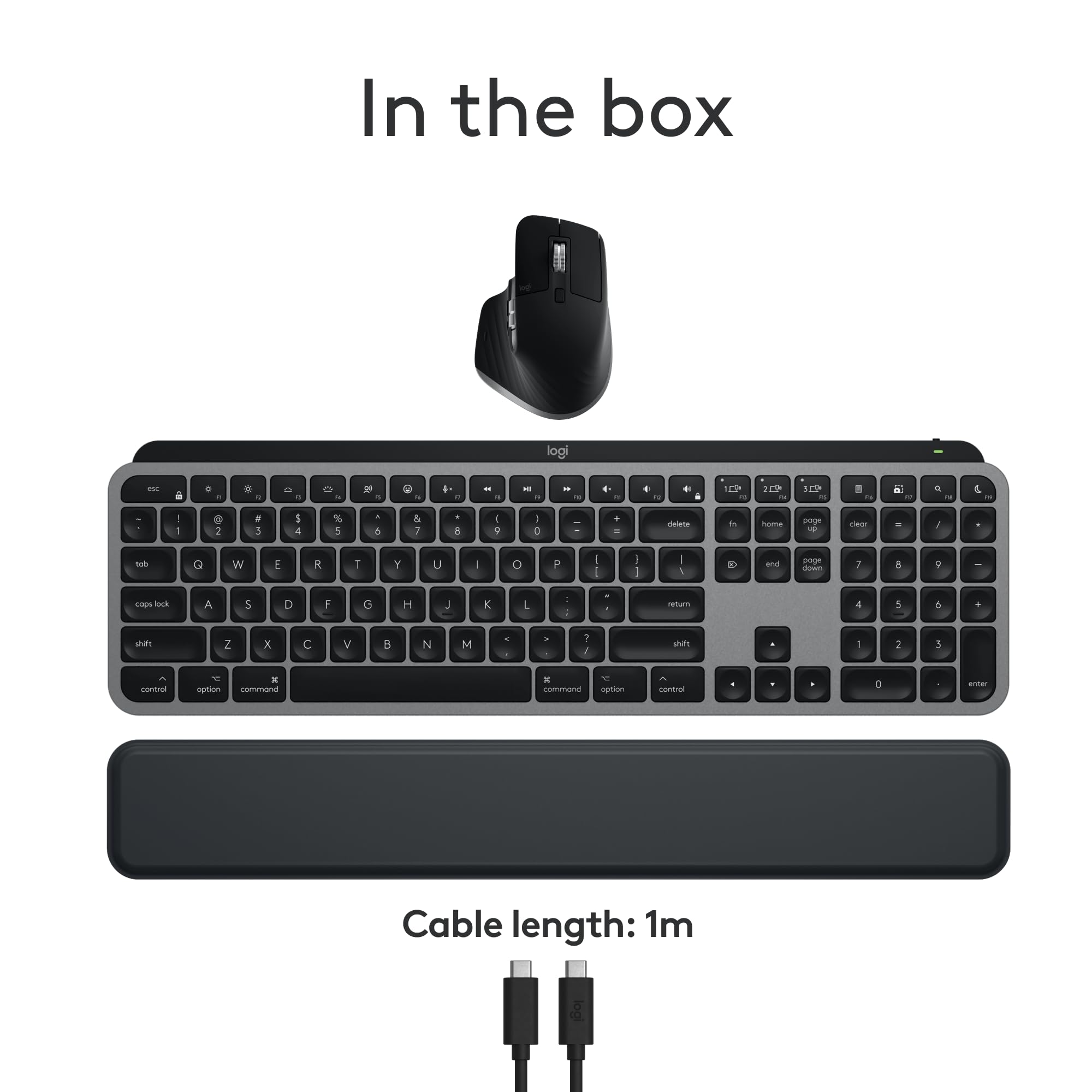 Logitech MX Keys S Combo for Mac - Wireless Keyboard & Mouse Set with Backlit Keys, Palm Rest & Fast Scroll Mouse | Bluetooth & USB-C Connectivity | Compatible with MacBook Pro, MacBook Air, iMac & iPad (Space Gray) | Perfect for Home Office, Remote Work & Creative Professionals