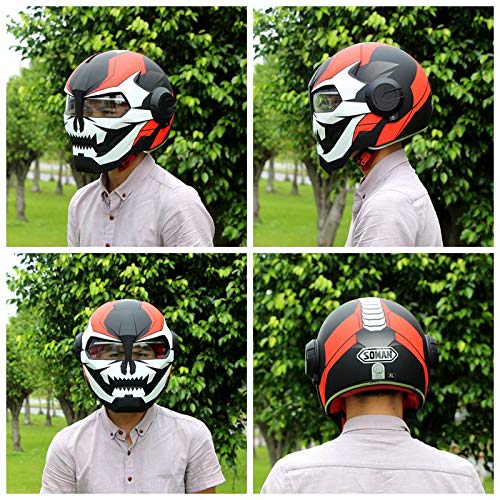 Iron Man Motorcycle Full Face Helmet - DOT Certified Lightweight Motorbike & Moped Crash Helmet (2.86lb) for Adult Men & Youth - White, Medium - Perfect for Superhero Fans, Cosplay, Motorcycle Rides & Comic Con Events