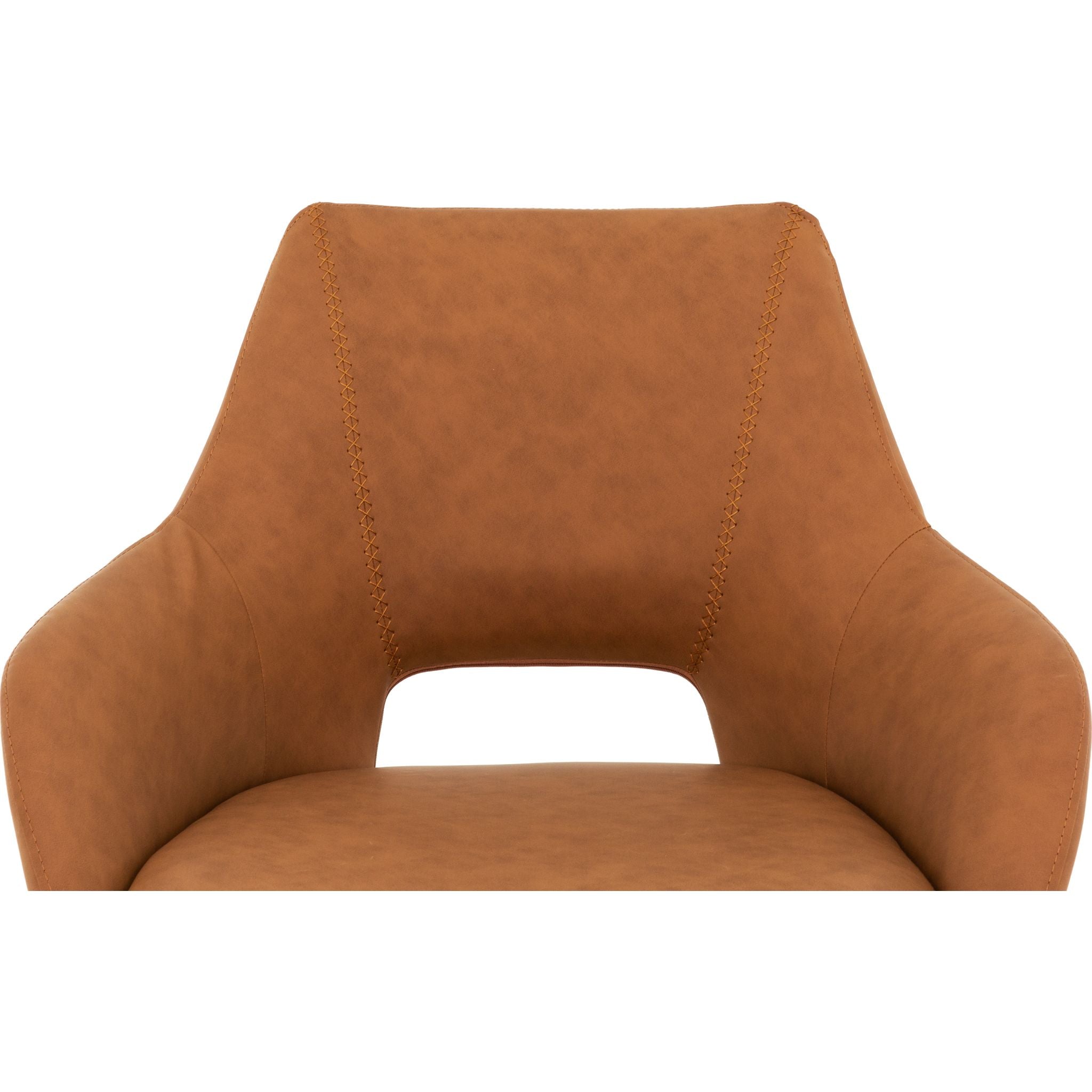 Amaze Upholstered Side Chair - Cognac Brown Leather Accent Chair for Living Room, Dining Room & Office (D620118723SHCS) | Mid-Century Modern Design with Wooden Legs | Perfect for Home Decor & Small Spaces