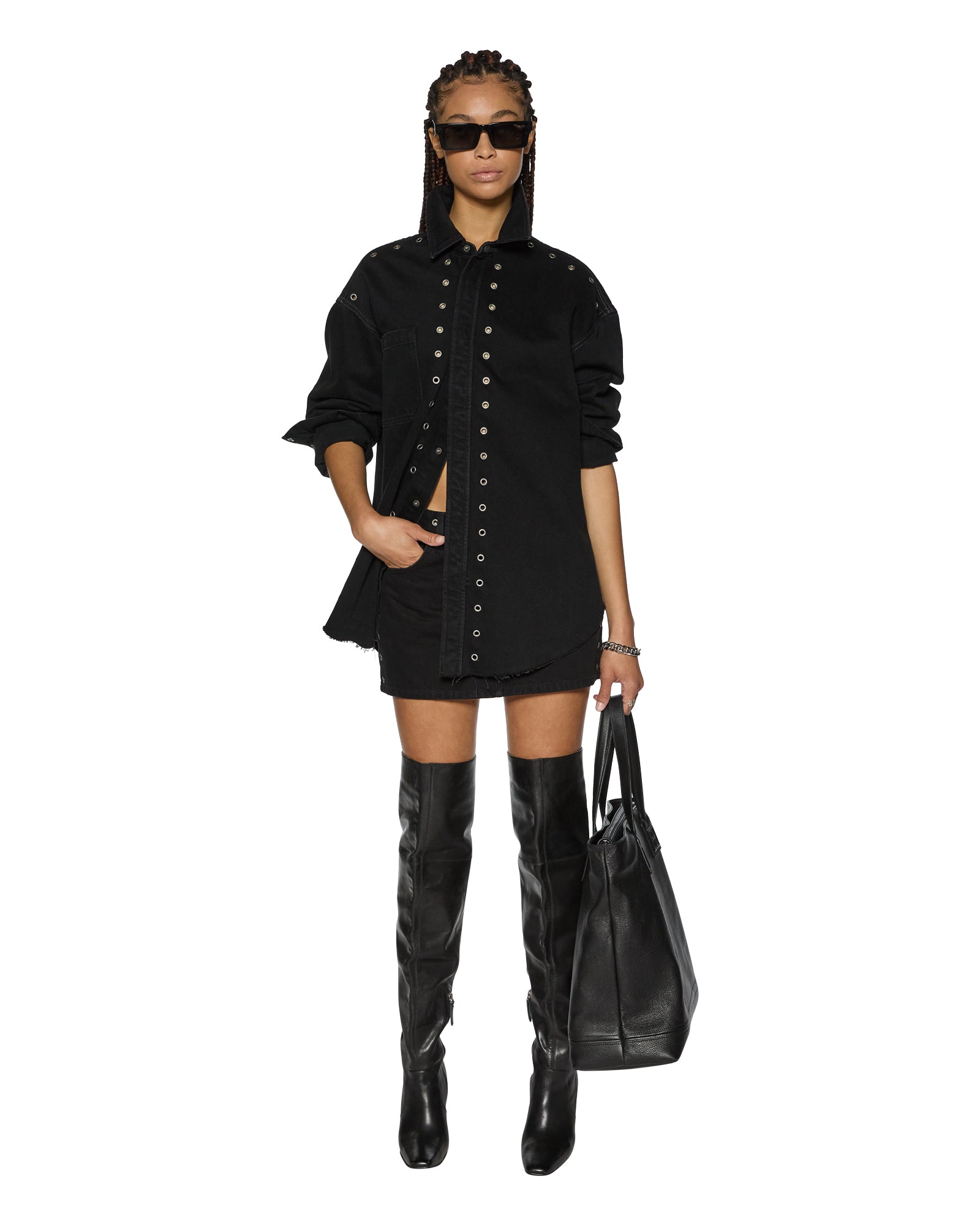 Oversized Long Sleeve Split Vice Shirt - Trendy Loose Fit Top for Women | Casual Streetwear & Layering Essential