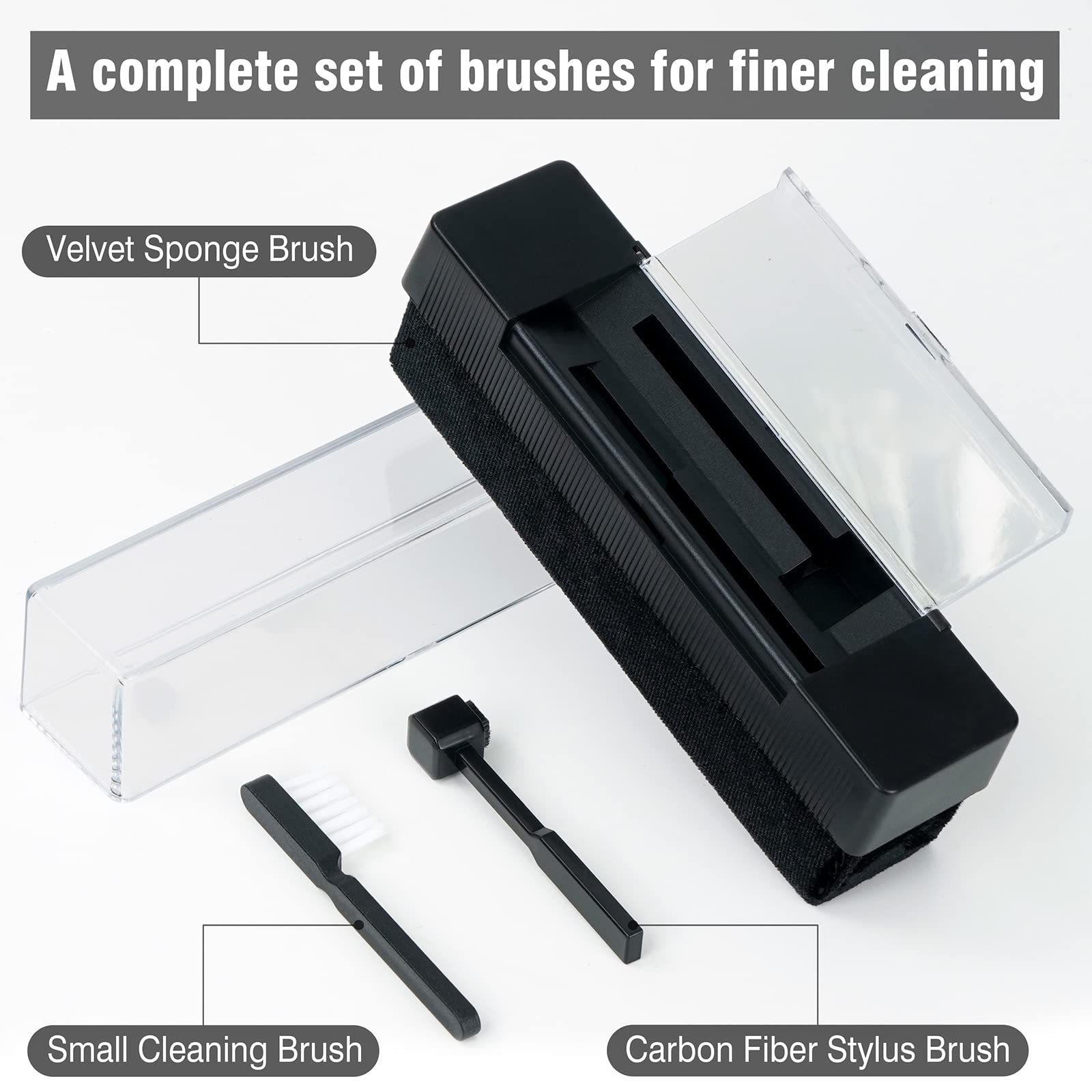Vinyl Record Cleaning Kit - 3-in-1 Turntable Records Cleaner with Soft Anti-Static Velvet Brush & Stylus Cleaner | Perfect for Vinyl Enthusiasts & DJs to Maintain Record Collection & Improve Sound Quality
