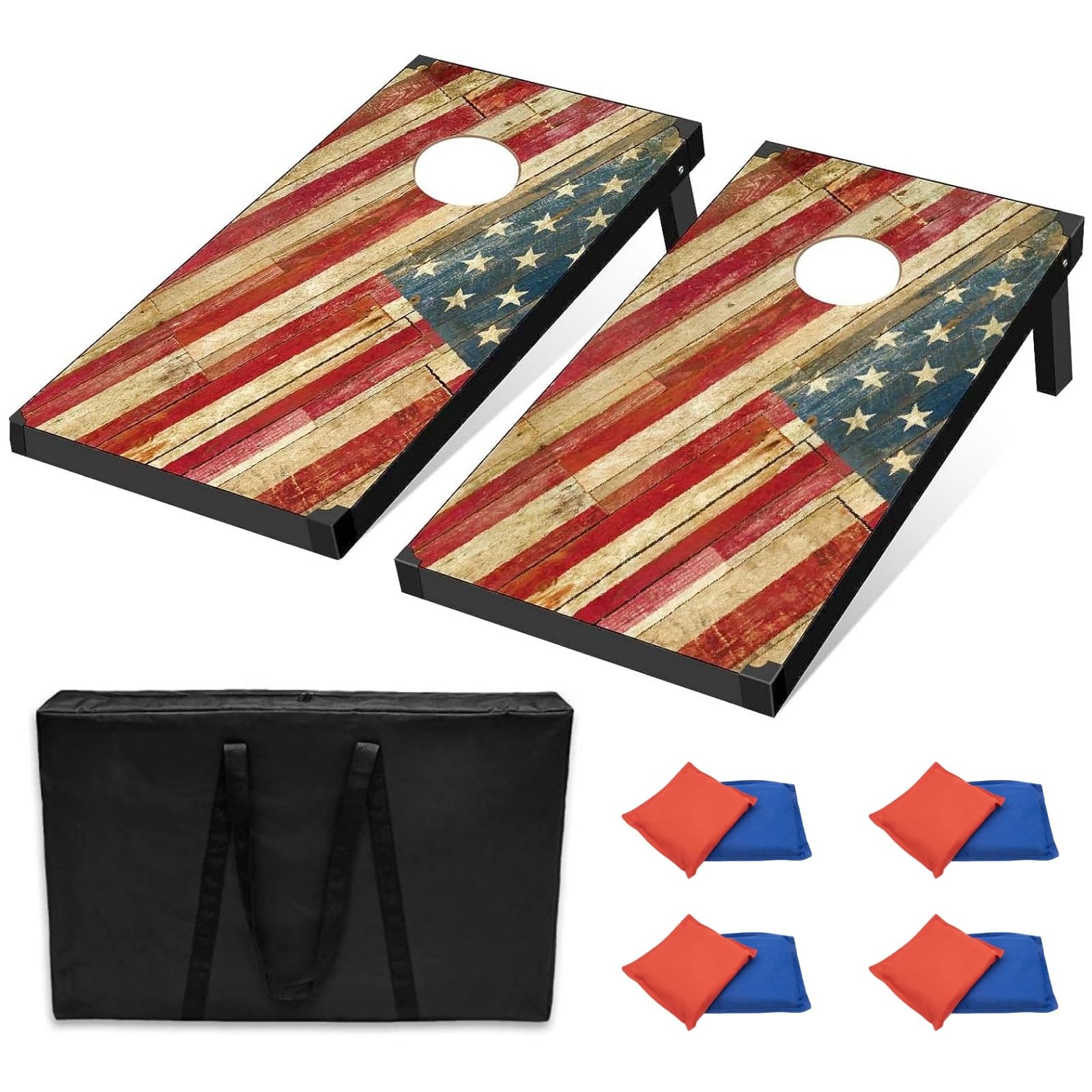 Premium Cornhole Game Set - 3ft x 2ft Regulation Size Cornhole Boards with 8 Bean Bags & Carry Case | Outdoor Lawn Games for Backyard, Beach, Camping, Tailgating & Parties | Durable Yard Toss Game for Adults & Kids