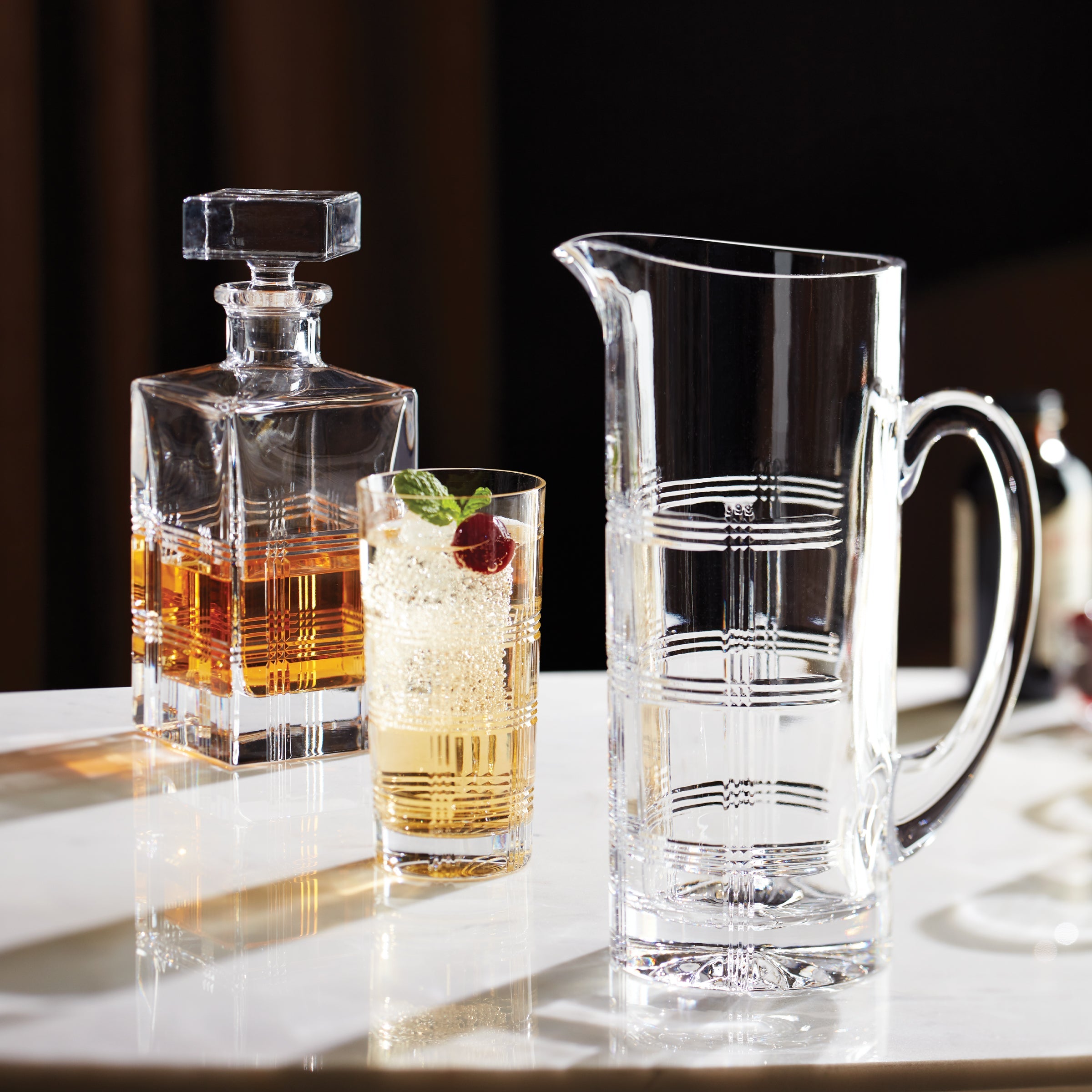 Premium Hudson Crystal Highball Glasses Set of 4 - Elegant Whiskey & Cocktail Drinking Glasses for Home Bar, Parties & Gifts