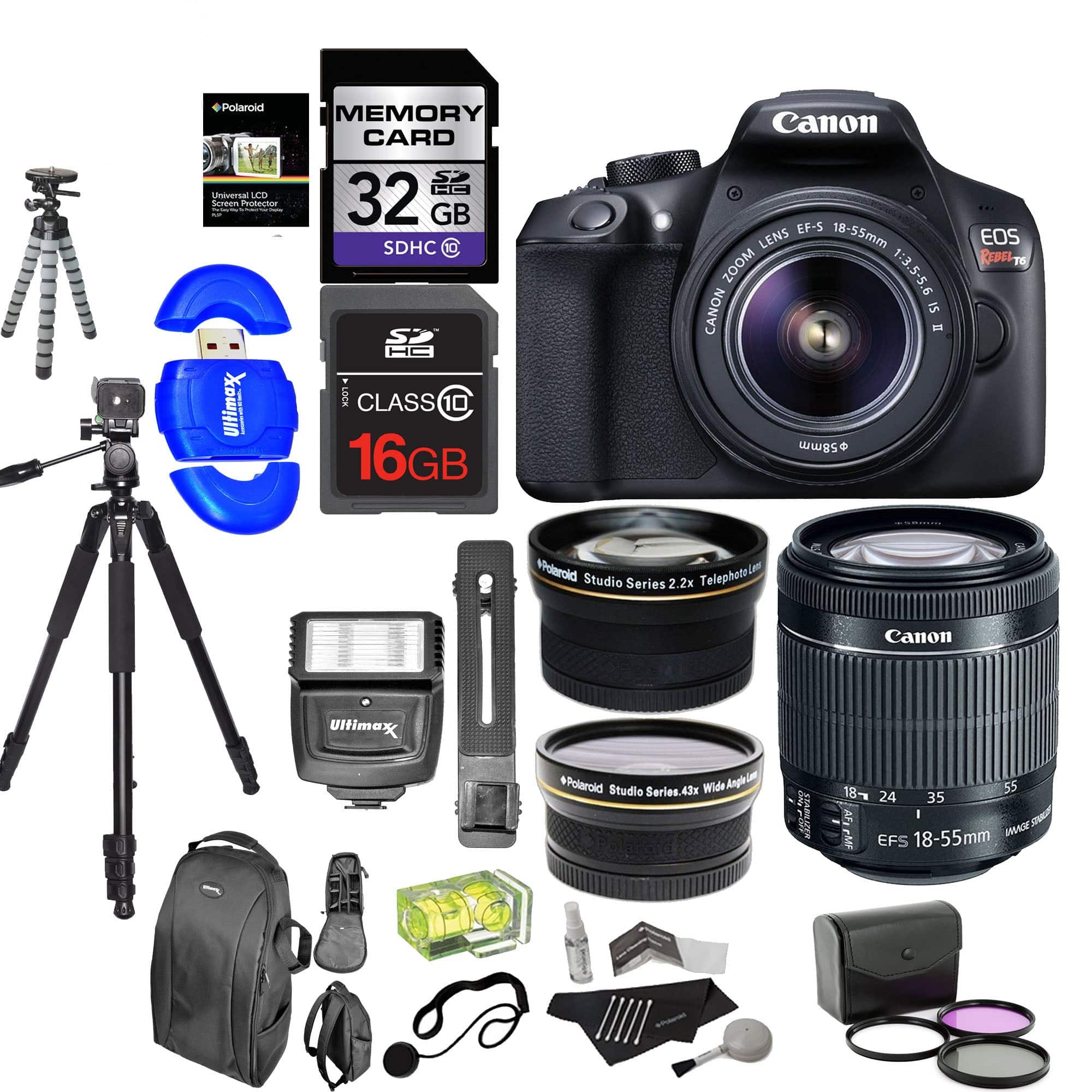 Canon EOS Rebel T6/2000D DSLR Camera Bundle with 18-55mm Lens, SanDisk 32GB & 16GB Memory Cards, Tripod & Accessories - Perfect for Photography Beginners, Travel & Family Events