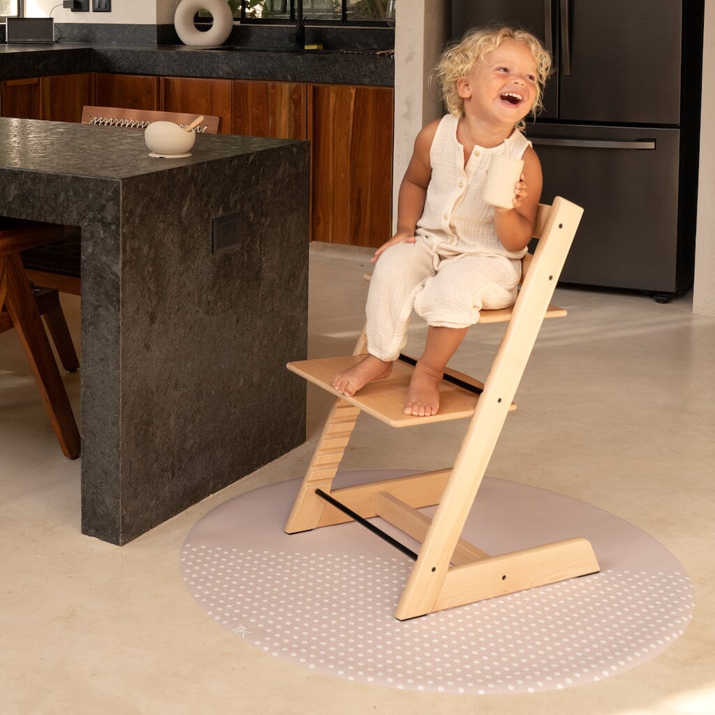 Toddlekind High Chair Splat Mat - Waterproof & Non-Slip Baby Feeding Mat with Spotted Design - Perfect for Messy Mealtime Under High Chair or Play Area