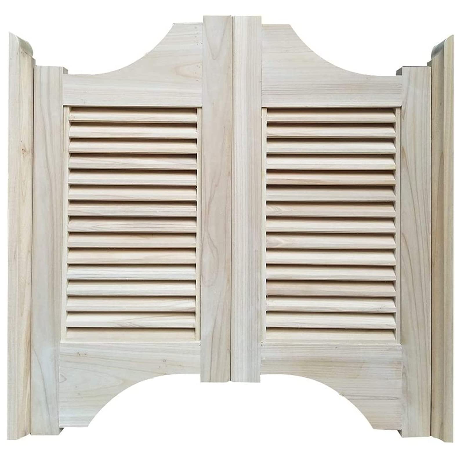 Unfinished Solid Wood Louvered Café Swing Door with Hinges - Self-Closing Saloon Style Interior Door for Restaurants, Bars & Homes (32x36 Inches) - Perfect for Terrace Emporiums, Kitchens & Commercial Spaces
