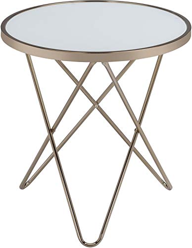 Champagne Round End Table - Metal Side Table for Living Room, Bedroom, Office & Patio - Perfect for Coffee, Books & Decor - Stylish Accent Table for Small Spaces