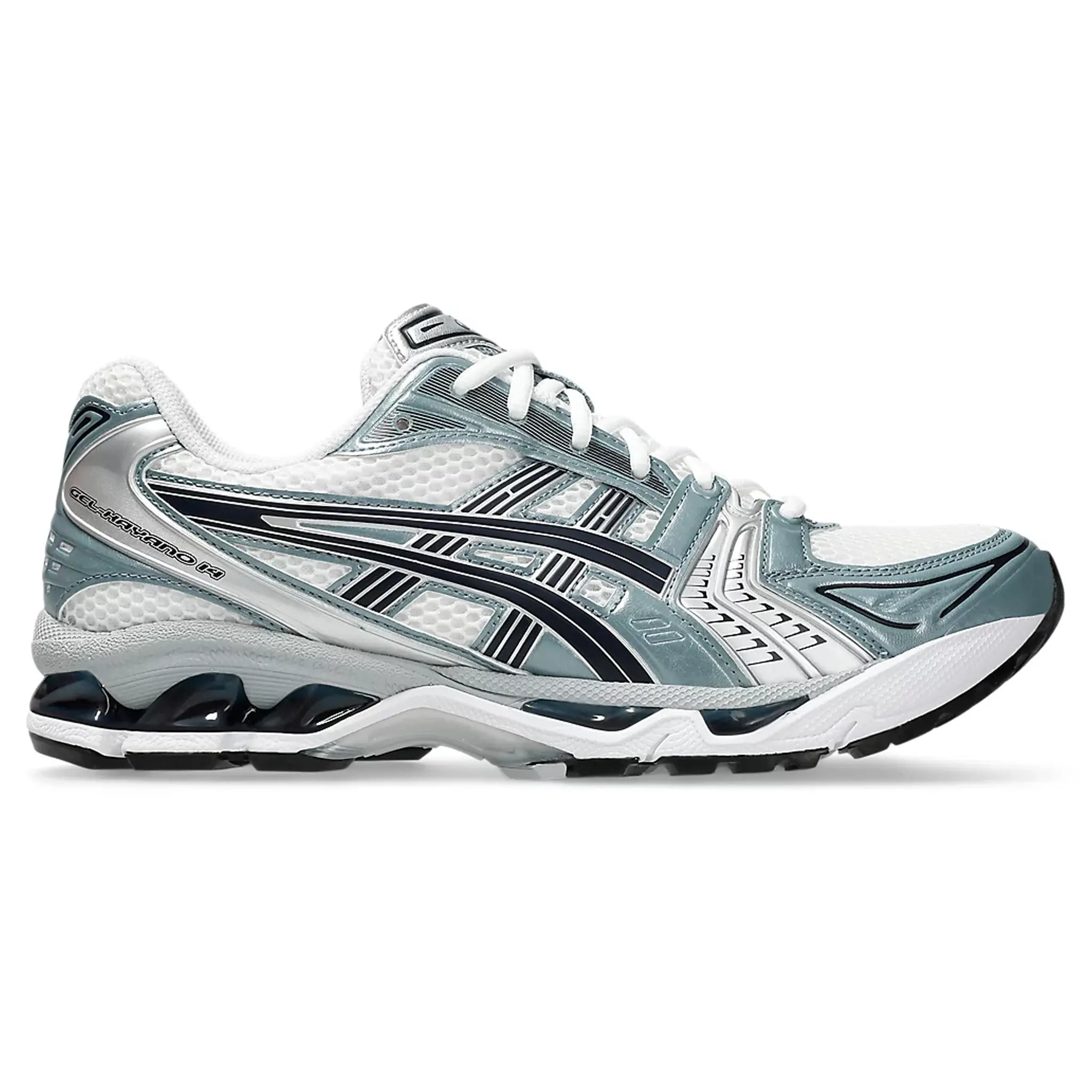 ASICS Gel Kayano 14 Running Shoes for Men - White & Fjord Grey - Lightweight Cushioned Sneakers for Jogging, Gym Workouts & Everyday Wear