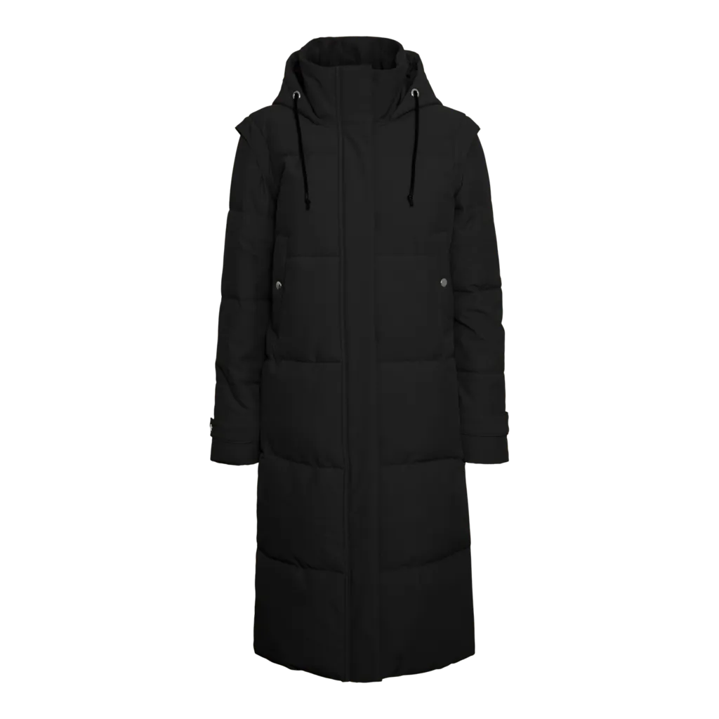 Vero Moda Margaret Long Coat for Women - Black Winter Trench Coat, Waterproof & Windproof, Elegant Outerwear for Office, Dating & Formal Occasions