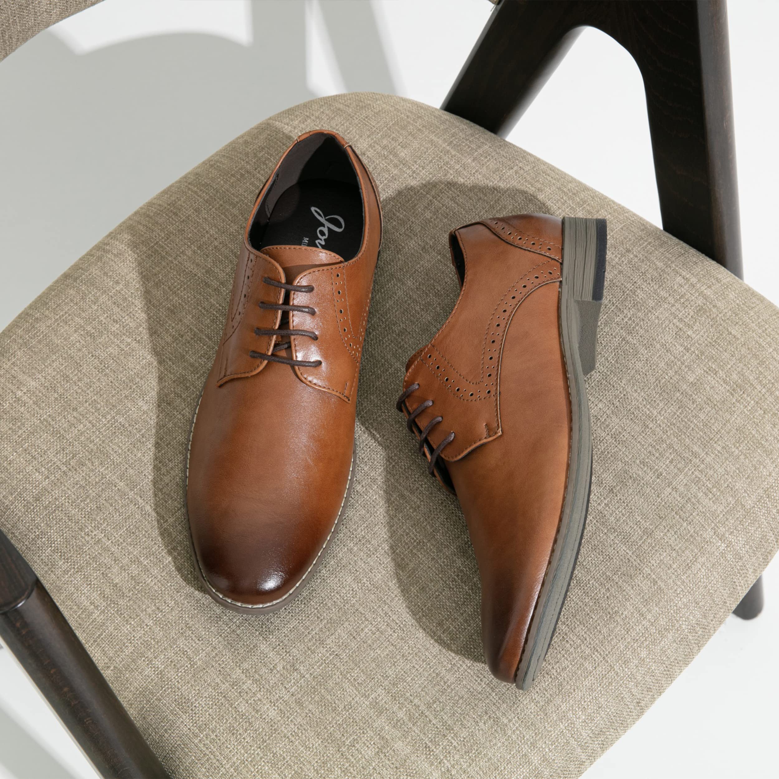 Jousen Men's Oxford Plain Toe Dress Shoes - Classic Formal Derby Shoes for Business, Wedding & Office Wear | Comfortable Leather Dress Shoes for Men