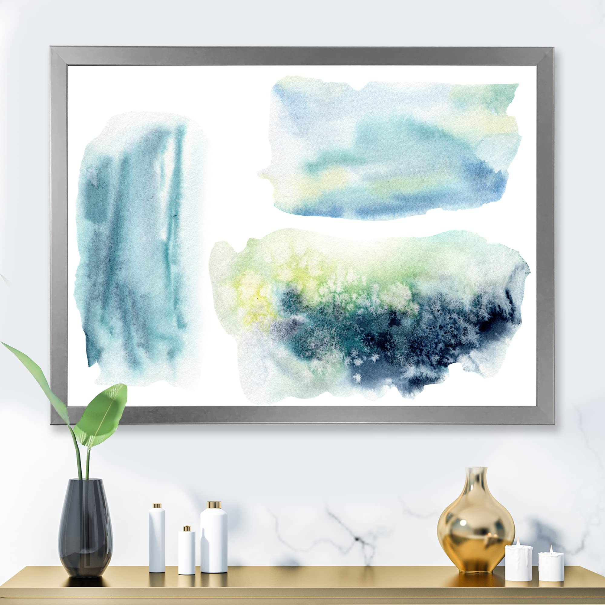 Abstract Underwater Clouds Modern Framed Wall Art - Contemporary Ocean Themed Home Decor for Living Room, Bedroom & Office