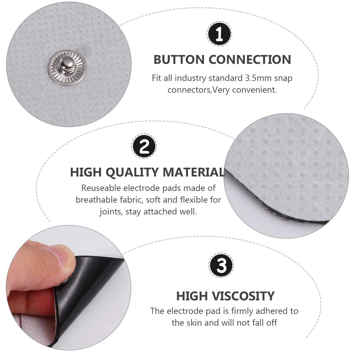 BESPORTBLE 20 Pack 5x5cm Reusable TENS Unit Electrode Pads - Self Adhesive Electrotherapy Pads Compatible with BEURER & Most TENS Devices - Perfect for Pain Relief, Muscle Recovery & Massage Therapy at Home or Clinic (White)